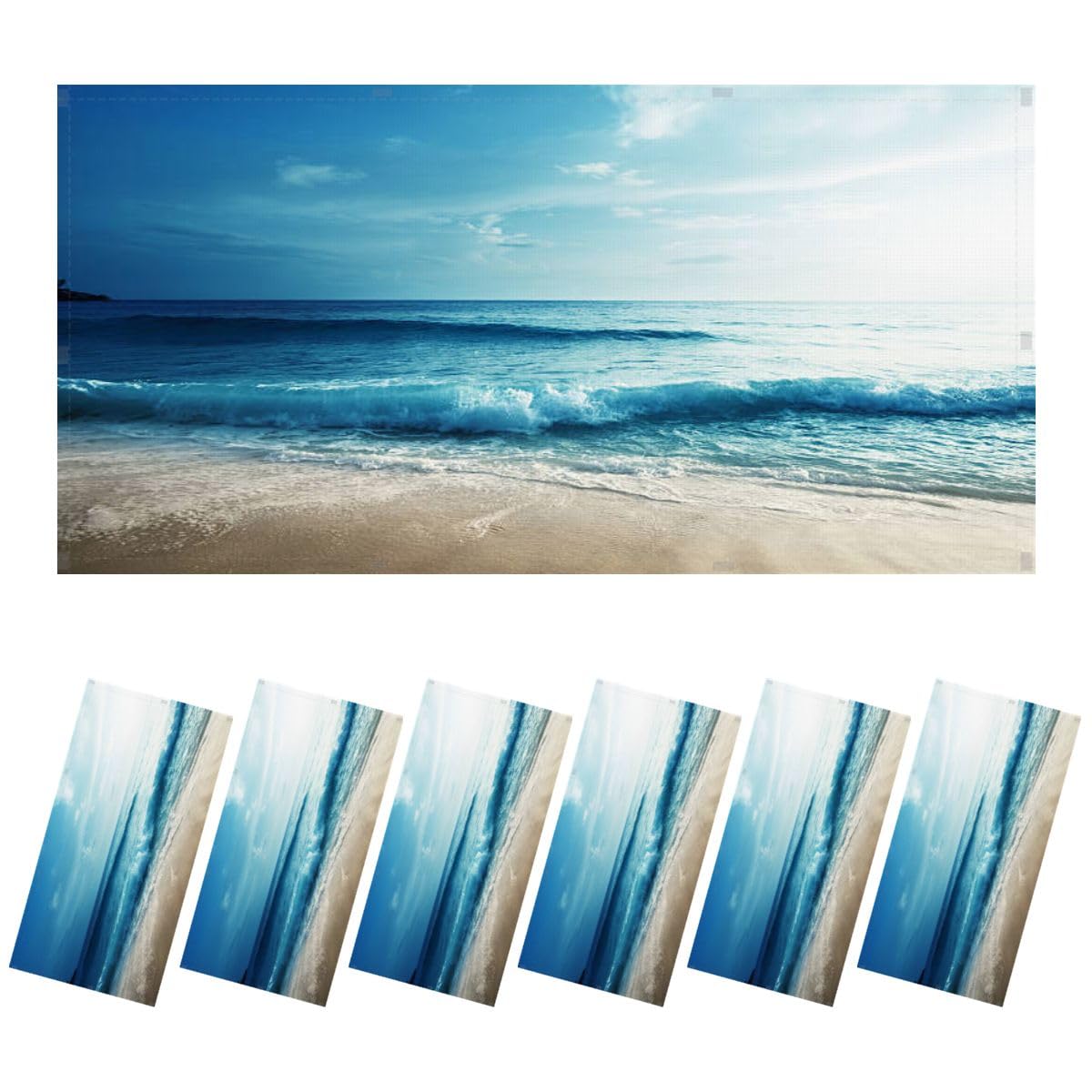 6 Pack Sunset Seychelles Beach Magnetic Fluorescent Light Covers - Ceiling Light Diffuser Panels for Classroom, Home Office & School - Create Tropical Ambiance for Relaxation and Decor