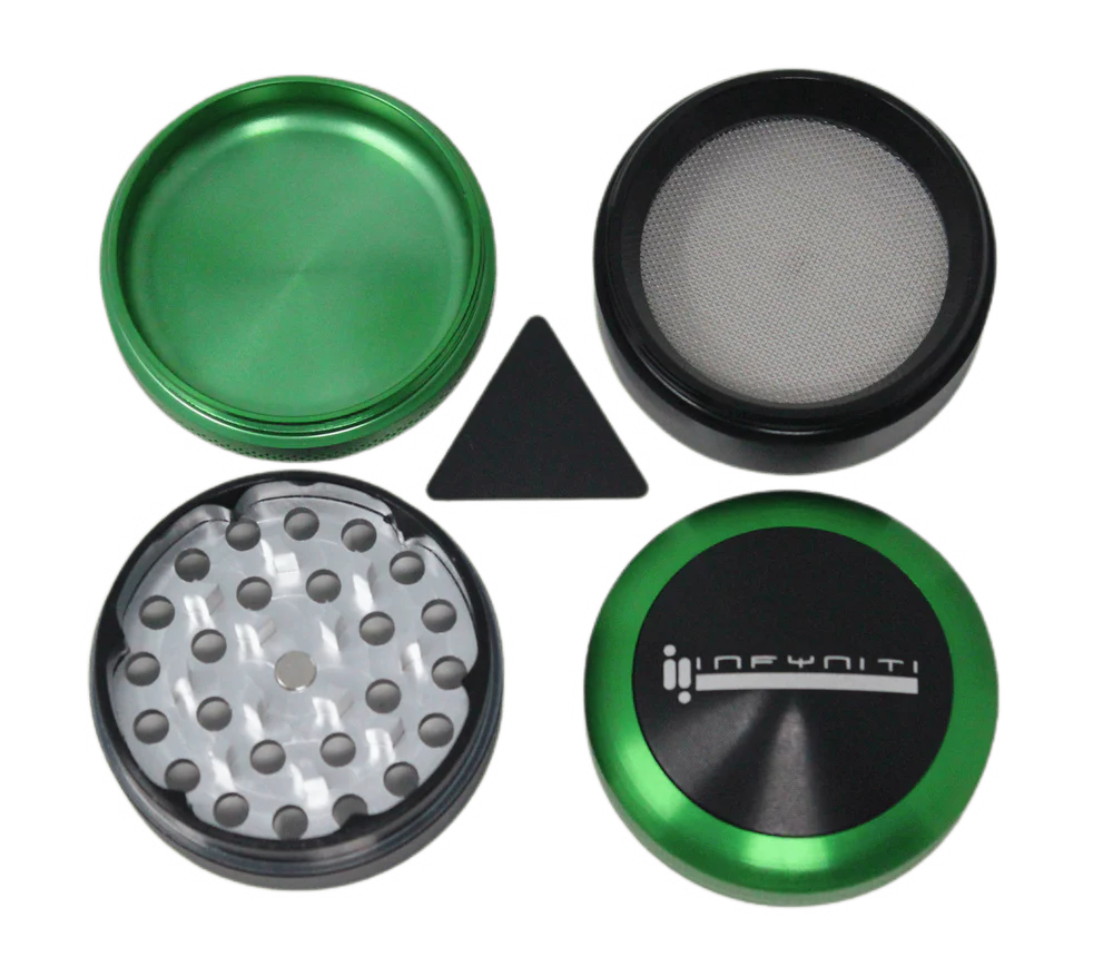 Infyniti Convex 50mm 4-Piece Herb Grinder - Red | Premium Metal Spice Crusher for Herbs, Spices & Tobacco | Perfect for Home, Travel & Outdoor Use