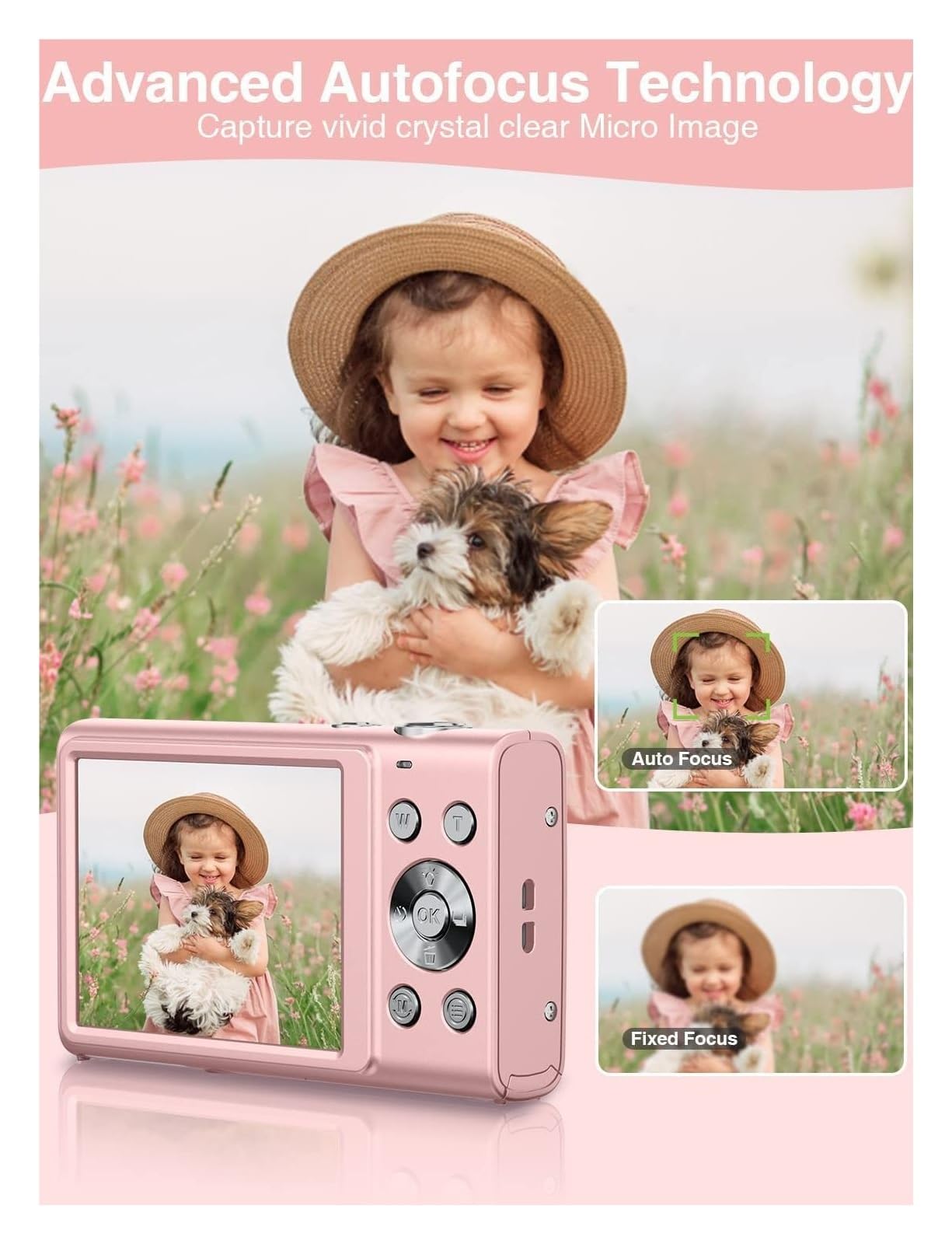 2.7K Digital Camera with Autofocus - 48MP HD Vlogging Camera for YouTube, Large Screen Camcorder for Kids & Adults, Perfect for Travel Photography, Blogging and Family Events (DC402AF-B1)