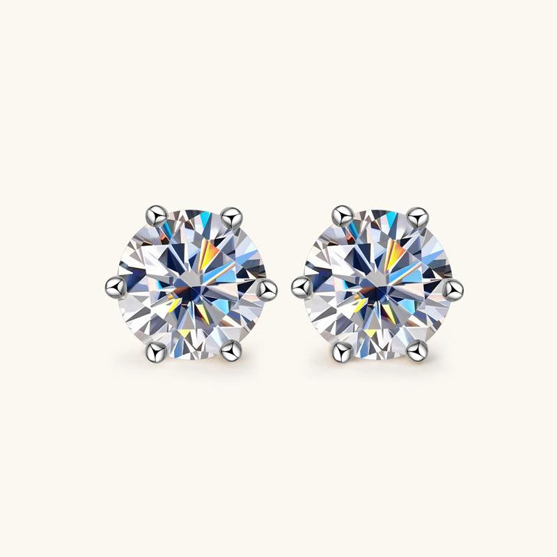 Classic Six Prong Moissanite Stud Earrings for Women | 1ct Round Cut Diamond Simulant Earrings | Hypoallergenic 925 Sterling Silver | Perfect for Wedding, Anniversary & Everyday Wear