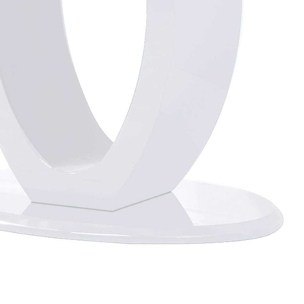 Benjara Contemporary White Tempered Glass Sofa Table with O-Shape Base - Perfect for Living Room, Lounge & Modern Home Decor
