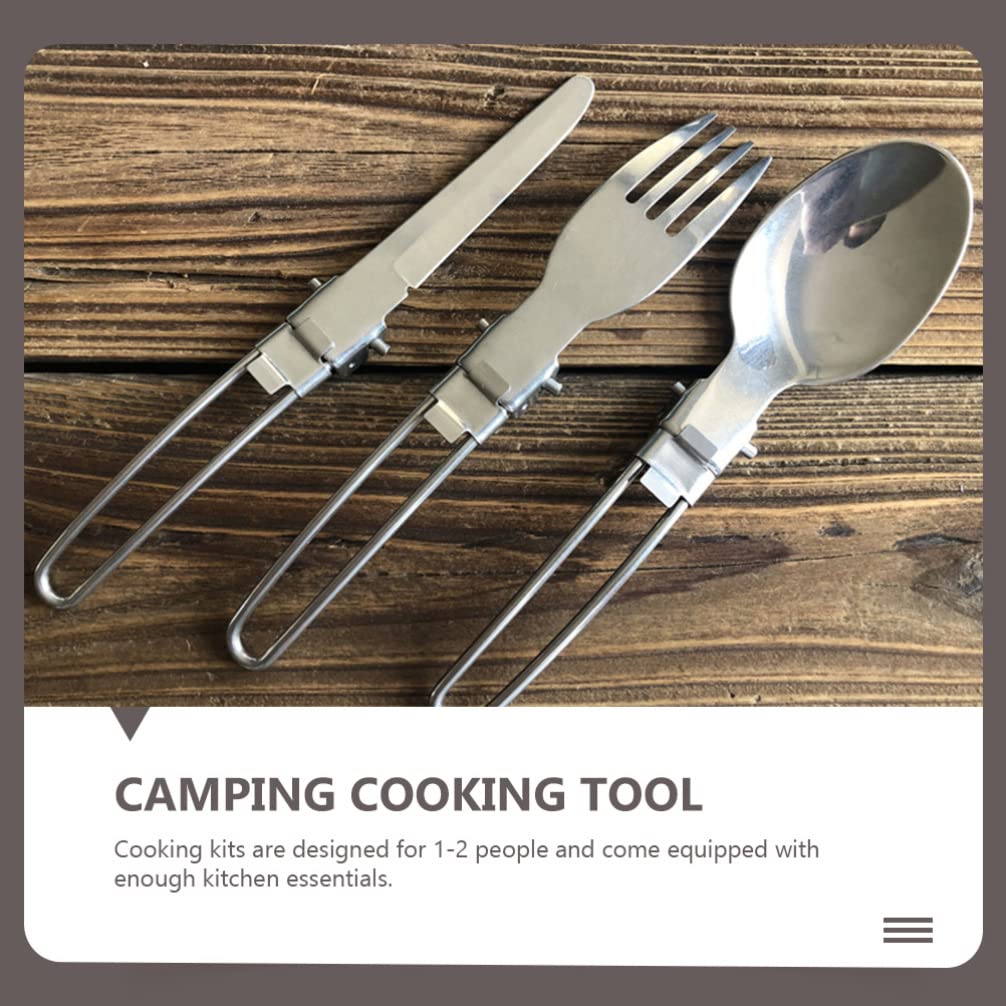 INOOMP 1 Set Portable Camping Cookware Kit - Lightweight Outdoor Cooking Pots & Pans for Camping, Hiking, Picnic & Backpacking - Durable Non-Stick Camp Stove Cookset for RV, Travel & Emergency Preparedness