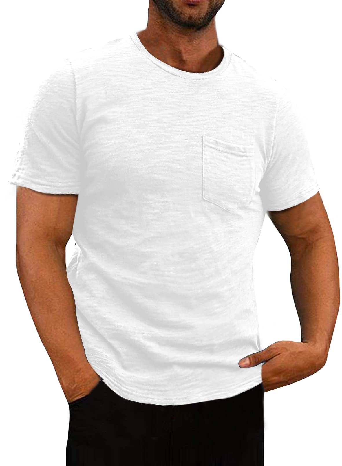 Acelitt Men's Casual Short Sleeve Crewneck Basic T-Shirts - Comfortable Cotton Tees for Everyday Wear (S-XXL) | Perfect for Work, Gym & Weekend Outfits
