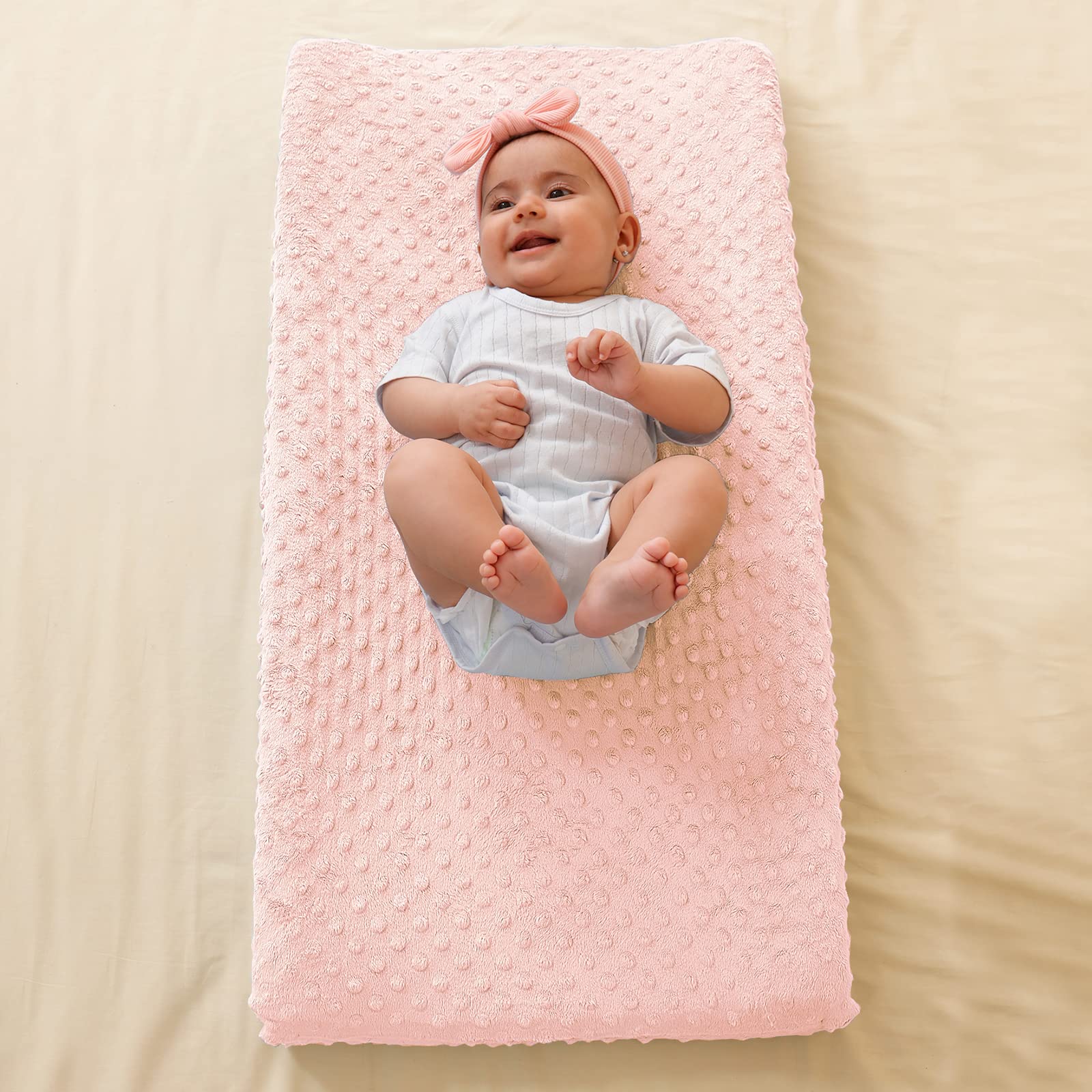 Soft Minky Dot Baby Changing Pad Cover - Ultra Comfortable & Safe for Newborns - Fits 32