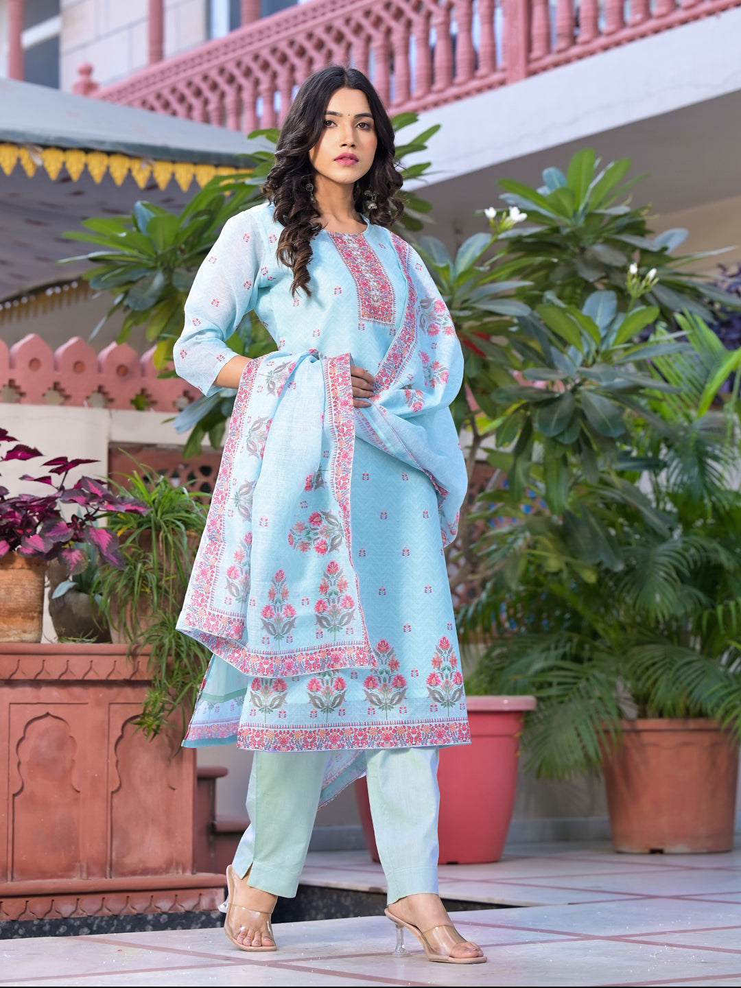 Stylish Blue Printed Pant Suit for Women - Fashionable Designer Outfit for Office Wear, Parties & Special Occasions