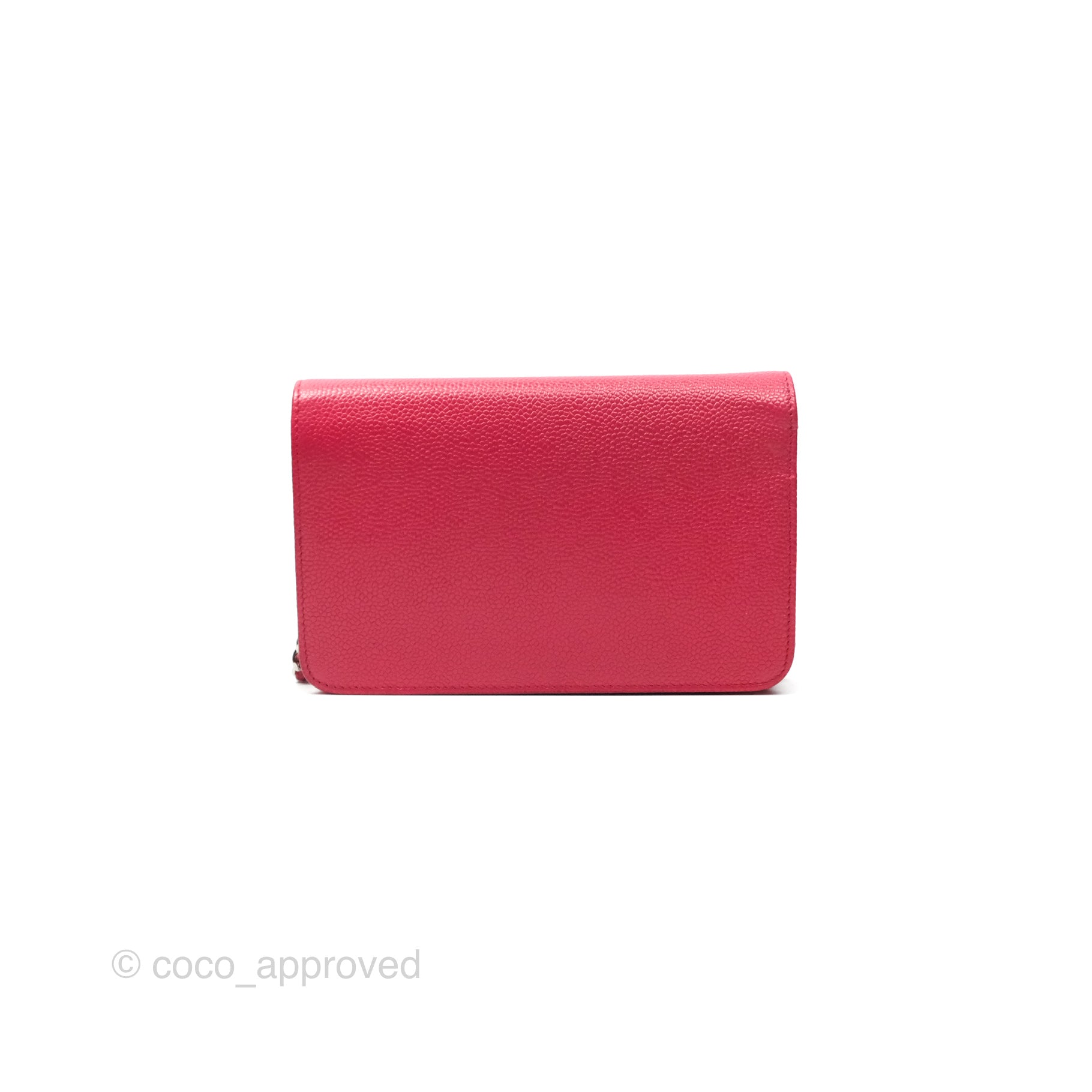 Chanel CC Wallet On Chain WOC in Dark Pink Caviar Leather with Silver Hardware - Perfect for Evening Events, Parties & Luxury Fashion Accessories