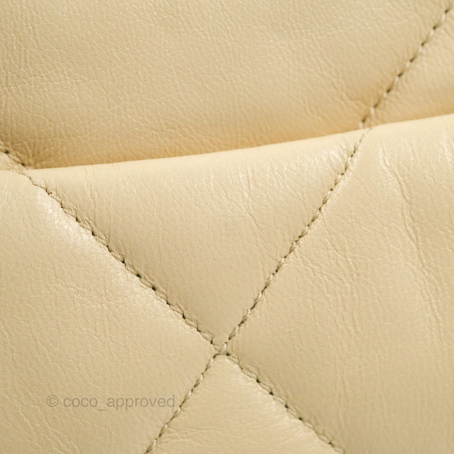 Chanel 19 Small Beige Goatskin Leather Bag with Mixed Gold & Silver Hardware - Luxury Shoulder Bag for Women, Perfect for Date Night & Special Occasions