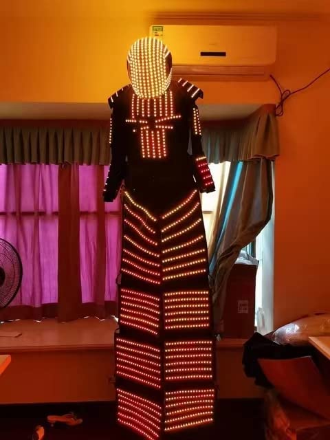Kyroman LED Robot Costume Suit with Stilts - Glow in The Dark Futuristic Robot Outfit for Halloween, Cosplay, Rave Parties & Stage Performances