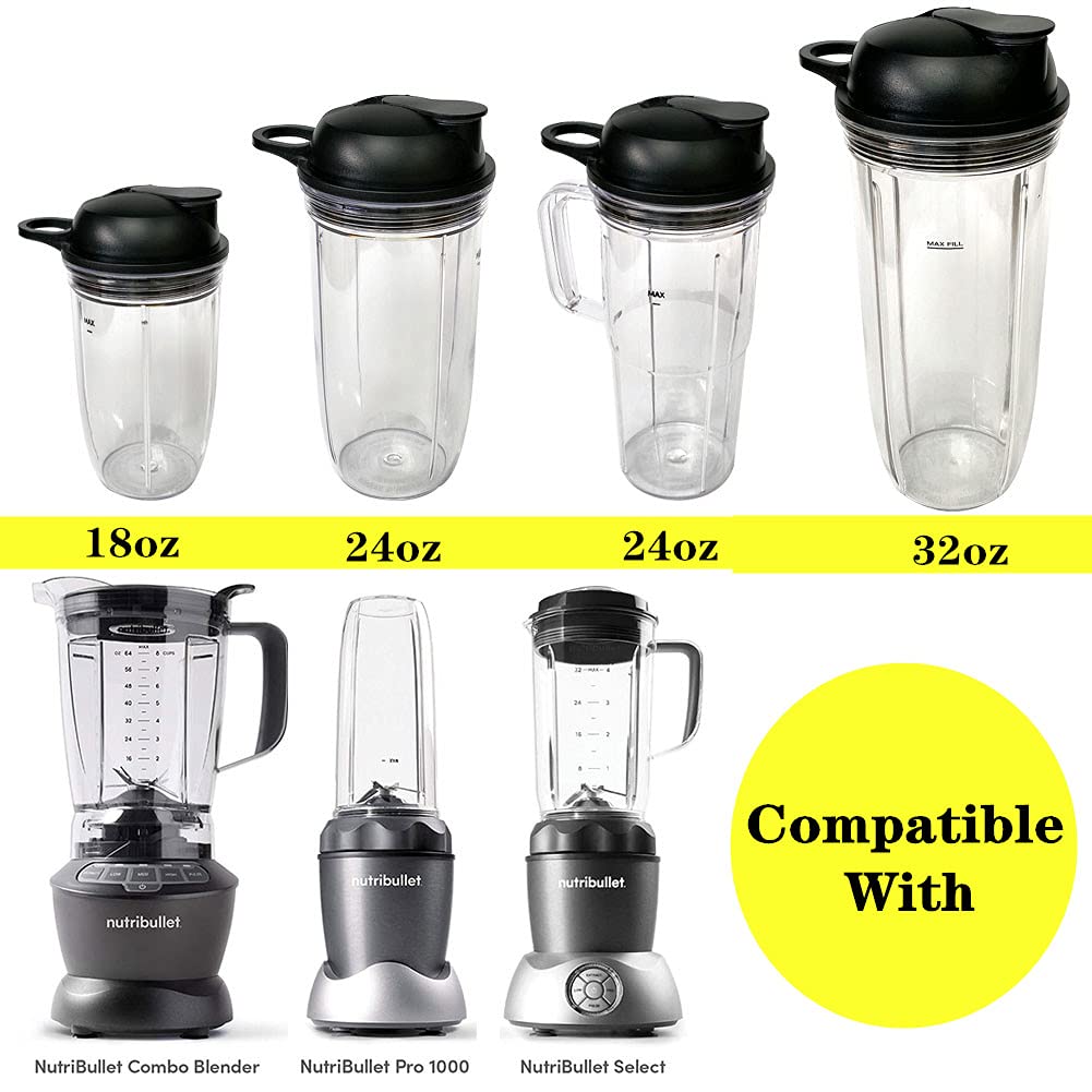 NutriBullet Replacement Travel Cup with To-Go Lid - Compatible with NutriBullet Blender Combo, Pro 1000 & Select 2.0 (24oz) - Perfect for Smoothies, Protein Shakes & On-the-Go Drinks