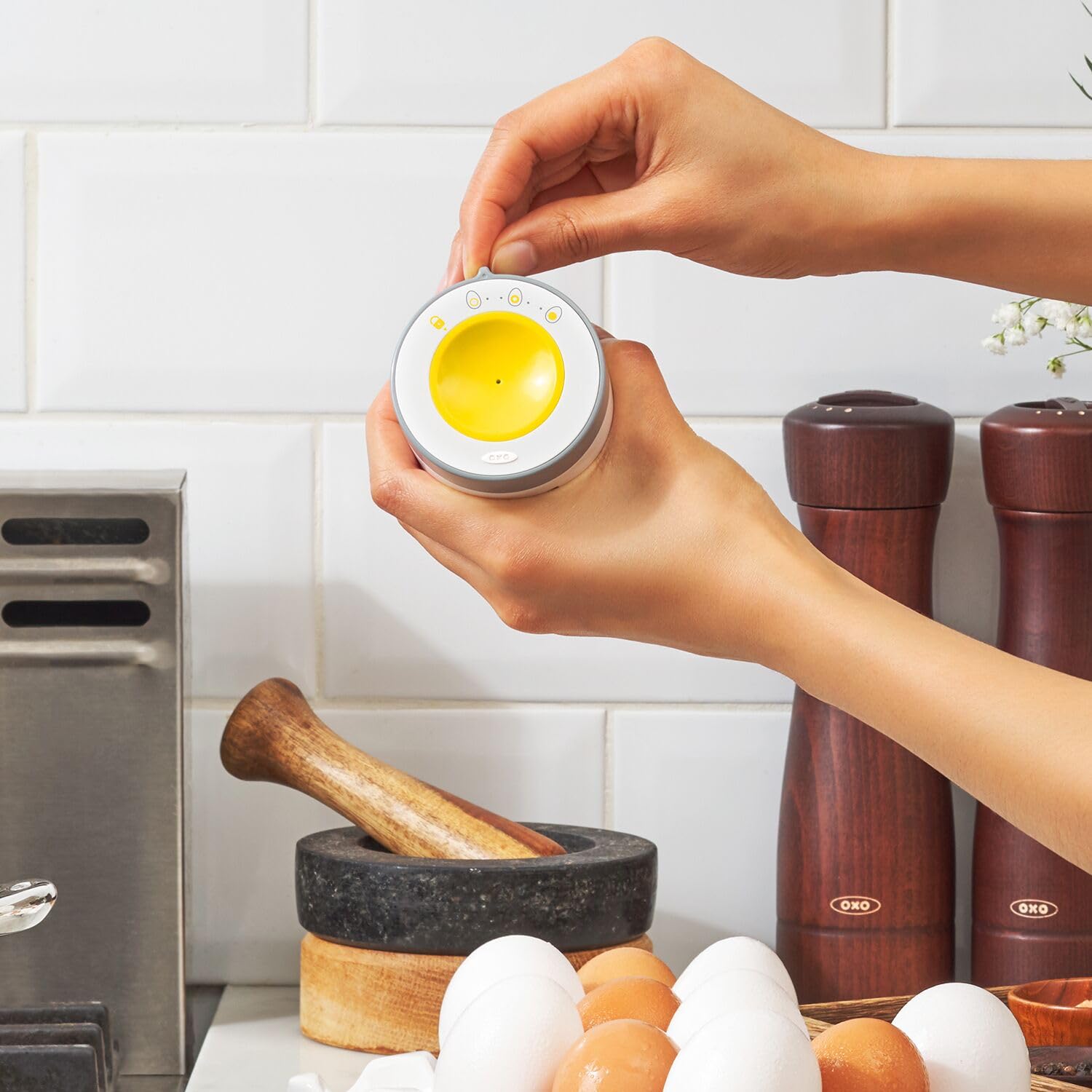 OXO Good Grips Digital Egg Timer with Piercer - White Kitchen Timer for Cooking, Baking, Boiling Eggs - Perfect for Home, Restaurants & Meal Prep