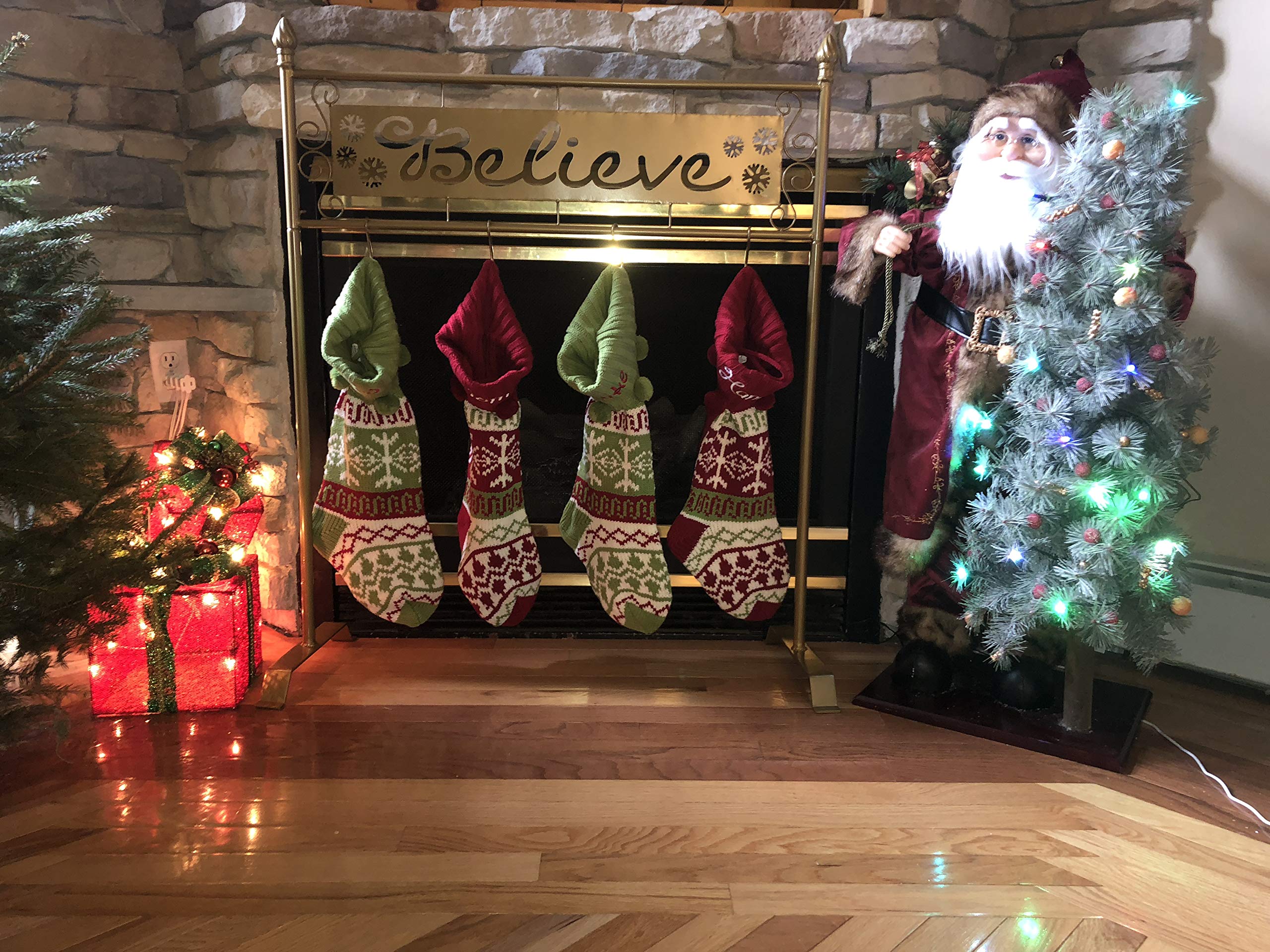 Gold Christmas Stocking Holder Stand - Elegant Fireplace Mantel Decor for Holiday Stockings - Perfect for Christmas Tree, Home, and Party Decorations