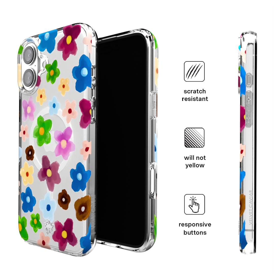 Flower Power iPhone Case - Vibrant Floral Design Protective Cover for iPhone 12/13/14/15 Pro Max - Perfect for Spring, Summer & Boho Style Lovers