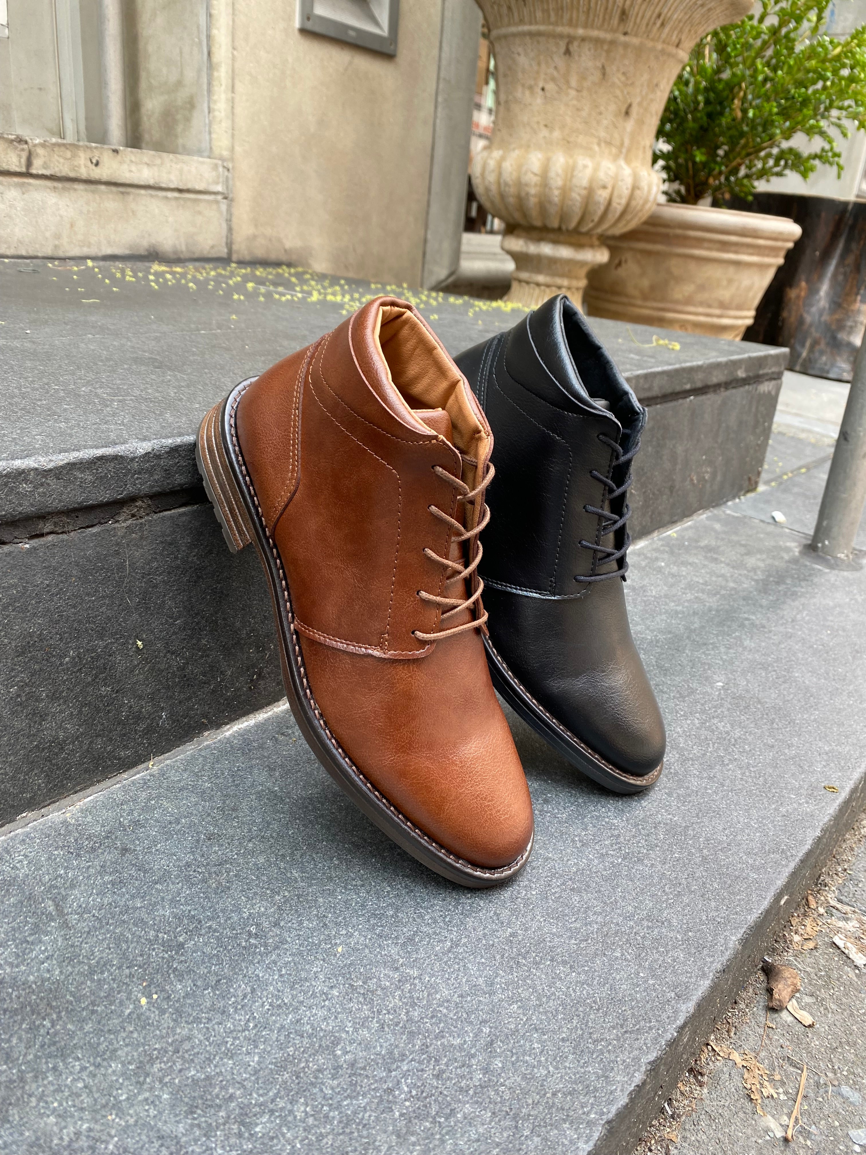 Novacas Fernando Black Leather Boots for Men - Stylish & Comfortable Ankle Boots for Casual Wear, Work & Outdoor Activities