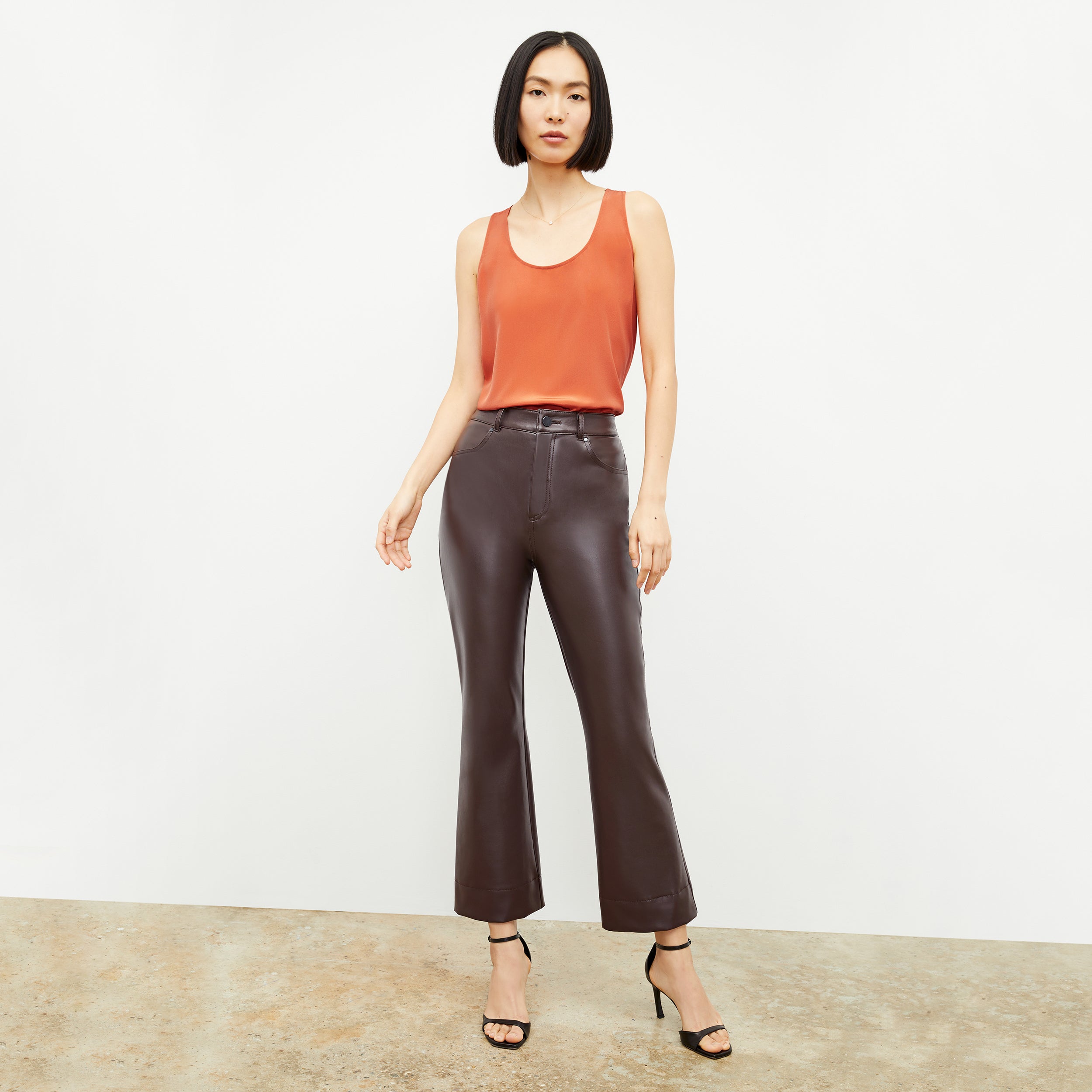 Archie Vegan Leather Pants in Brown | Stylish & Comfortable Vegan Leather Trousers for Women | Perfect for Casual Wear, Office & Night Out