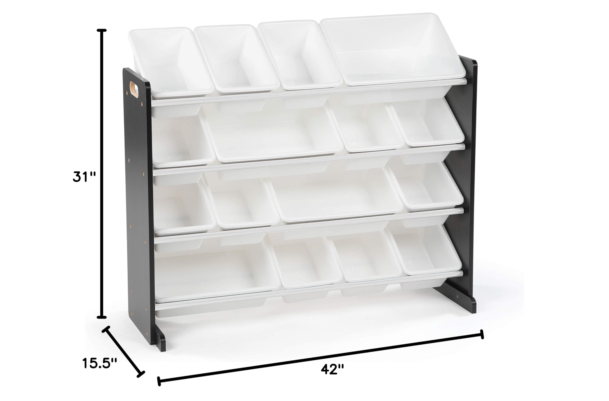 Humble Crew Supersized 16-Bin Toy Storage Organizer with Removable Bins – Large Kids Toy Organizer for Toddlers, Playroom & Nursery – Modern Black & White Toy Storage Bins – Perfect for Organizing Toys, Books & Crafts in Kids' Rooms & Daycares