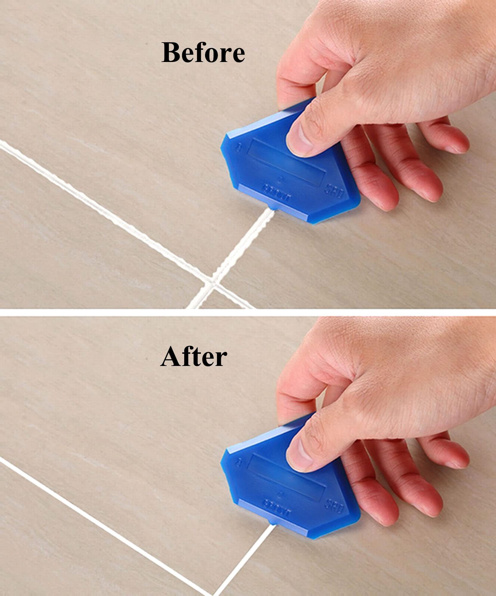 Grout Removal Tool Set - 4Pcs Angled Grout Scraper, Grout Saw Knife & Silicone Sealant Tools for Tile Cleaning - Professional DIY Home Renovation Kit for Bathroom, Kitchen & Floor Repair