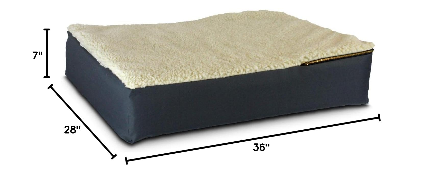 Snoozer Orthopedic Dog Bed for Medium Dogs - Super Comfortable Pet Lounge with Sherpa Lining - Gunmetal & Cream - Perfect for Home, Crate & Travel Use