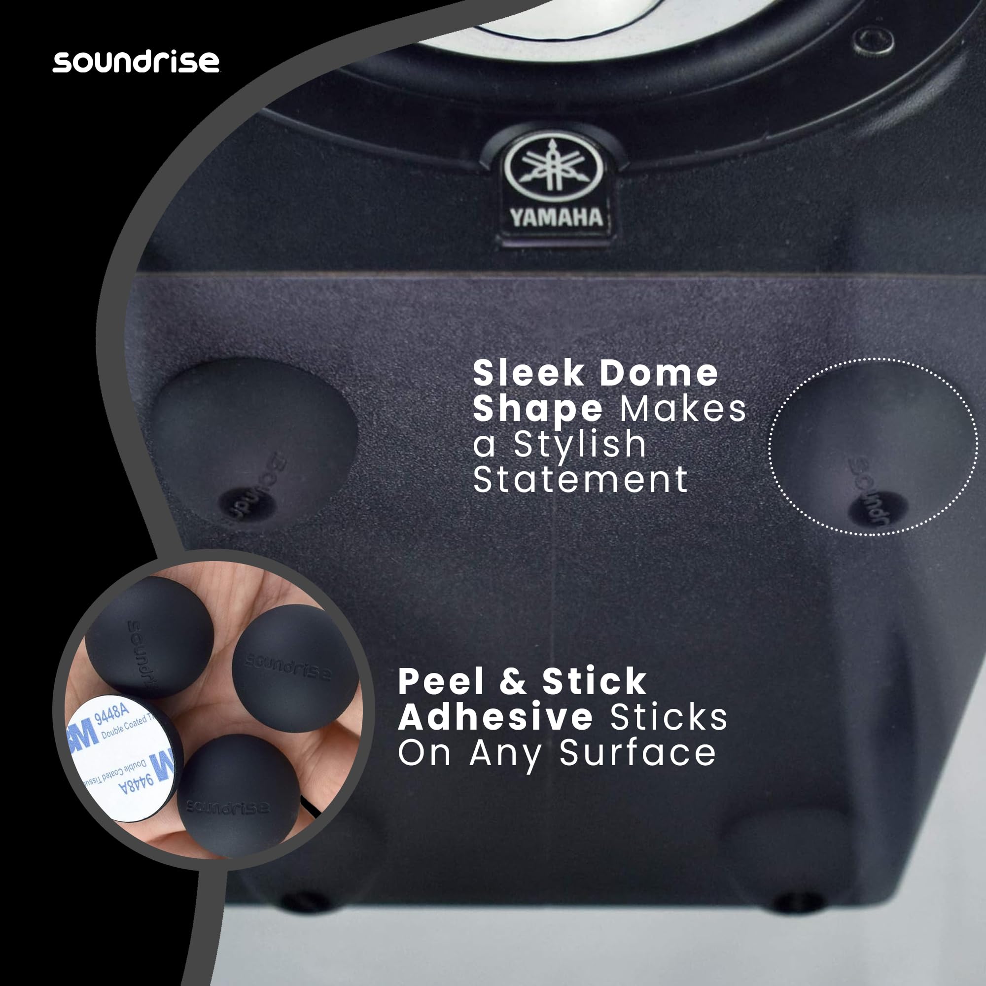 Soundrise DOMES Isolation Pads - Premium Anti-Vibration Silicone Feet for Subwoofers, Speakers & Turntables - Noise Reduction & Sound Dampening - Peel & Stick, Non-Slip, Durable Class-A Silicone (8-Pack) - Perfect for Home Theater, Studio & Hi-Fi Audio Systems
