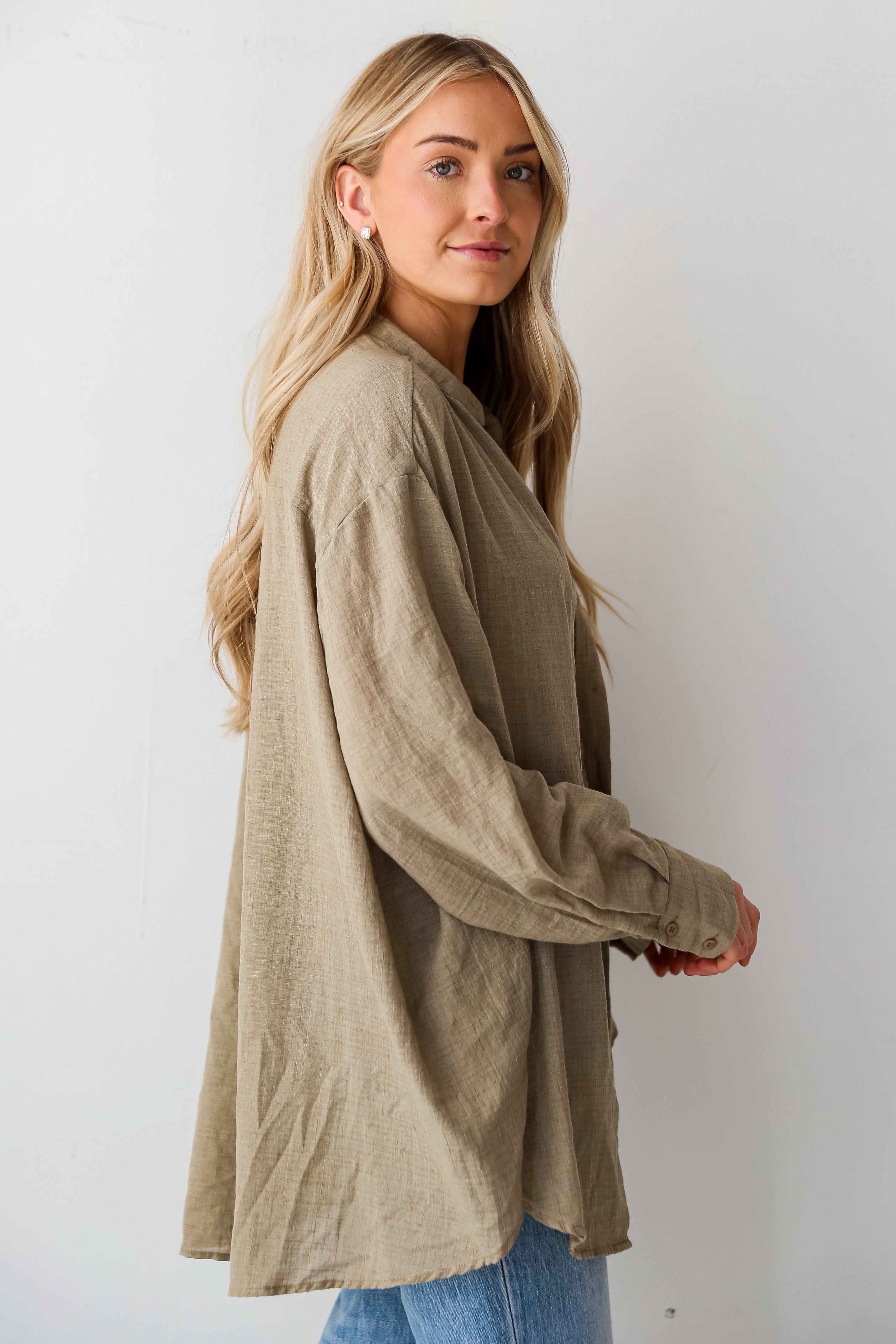 Allison Oversized Button Up Blouse for Women - Stylish Loose Fit Long Sleeve Shirt - Perfect for Work, Casual Outfits & Layering