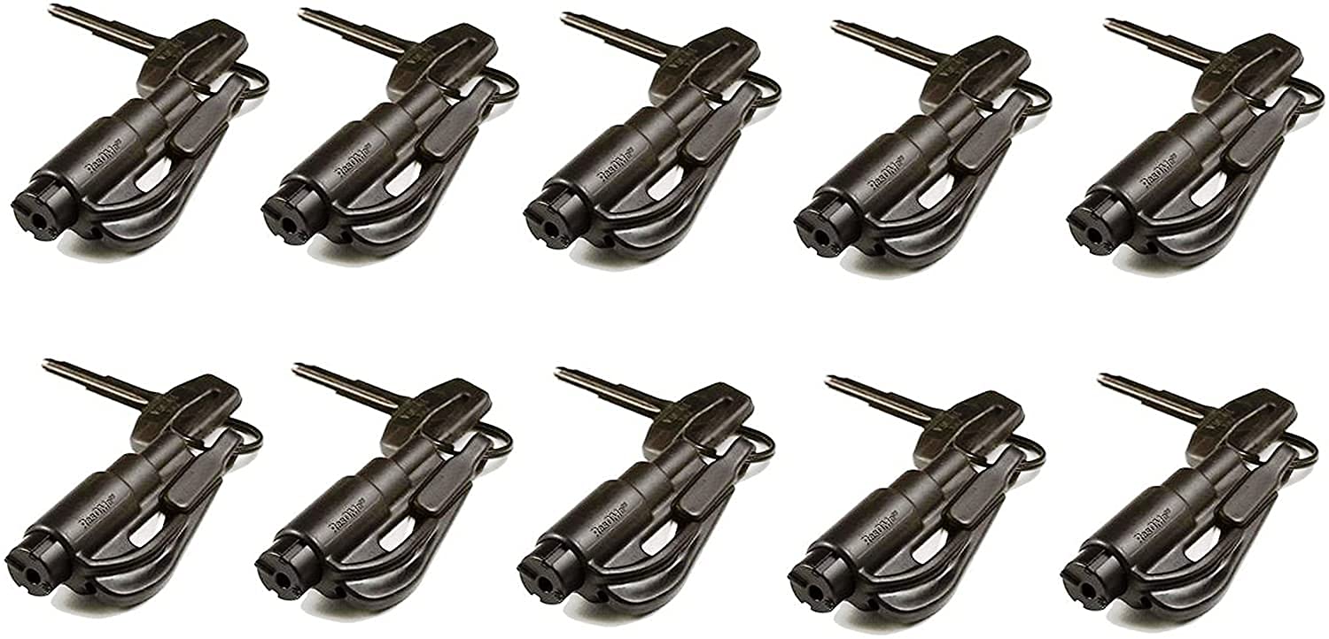 Resqme Car Escape Tool - 10 Pack (Black) - Emergency Window Breaker & Seatbelt Cutter for Vehicle Safety - Perfect for First Aid Kits, Roadside Emergencies & Survival Gear