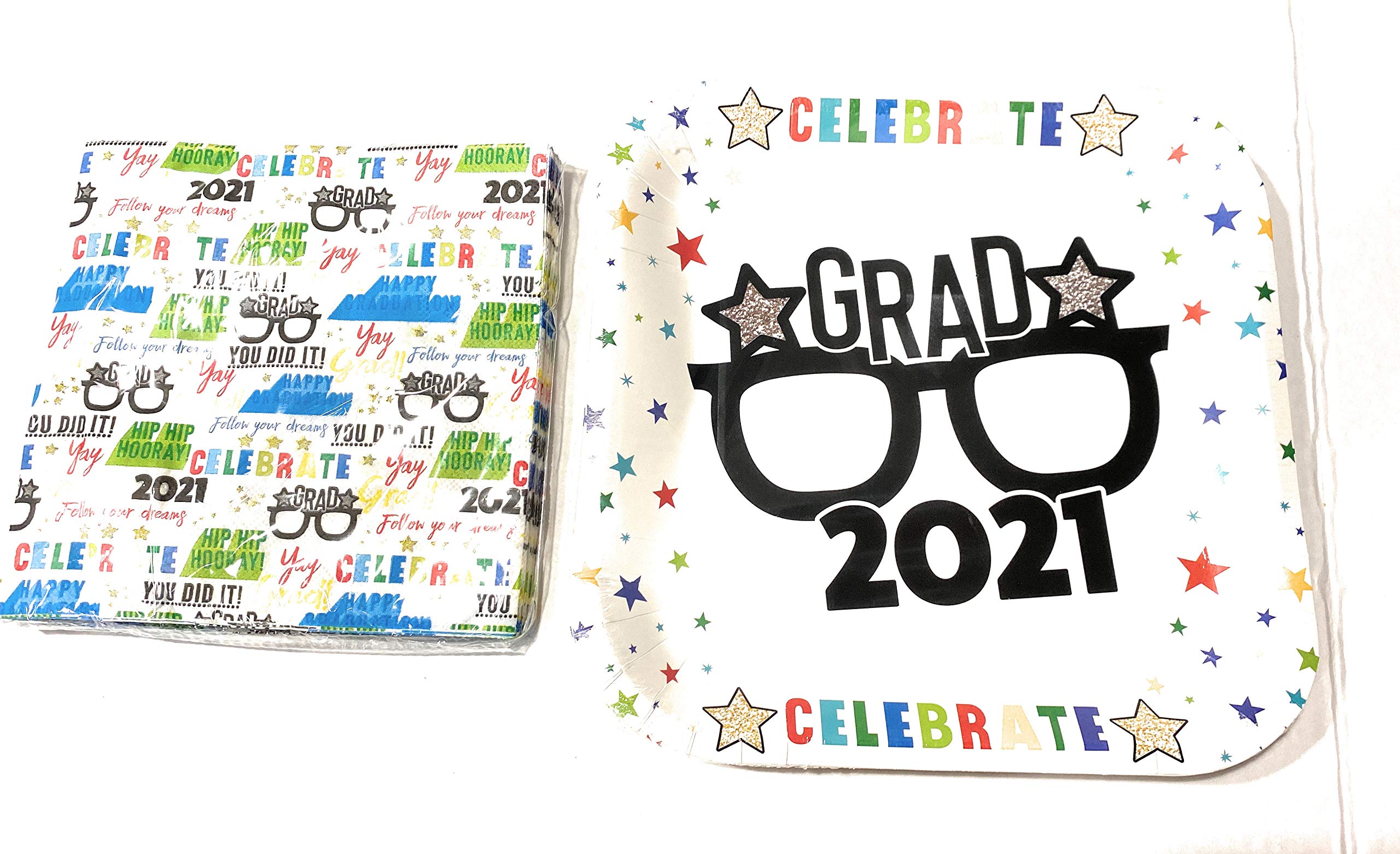 2021 Graduation Party Disposable Plates (12 Count) & Napkins (18 Count) - Elegant Tableware for Commencement Celebrations, School Graduation Ceremonies & College Grad Parties