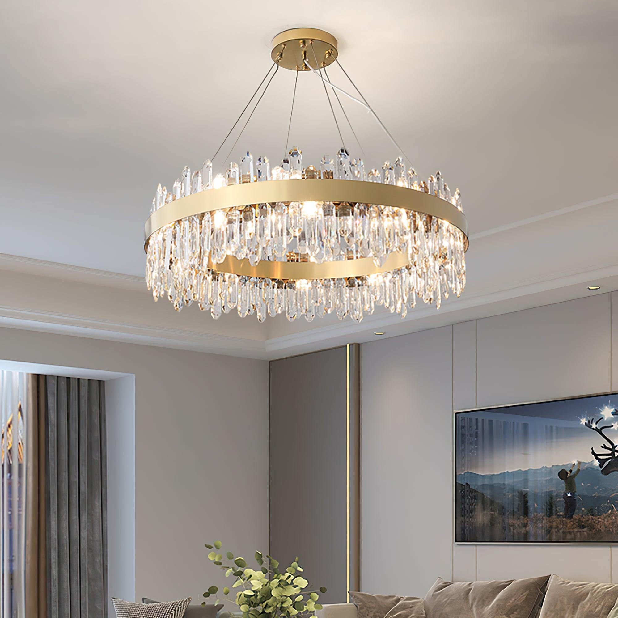 Enos Crystal Chandelier - Elegant Modern Ceiling Light Fixture for Dining Room, Living Room, Bedroom | Energy Efficient LED Lighting | Dimmable Luxury Home Decor