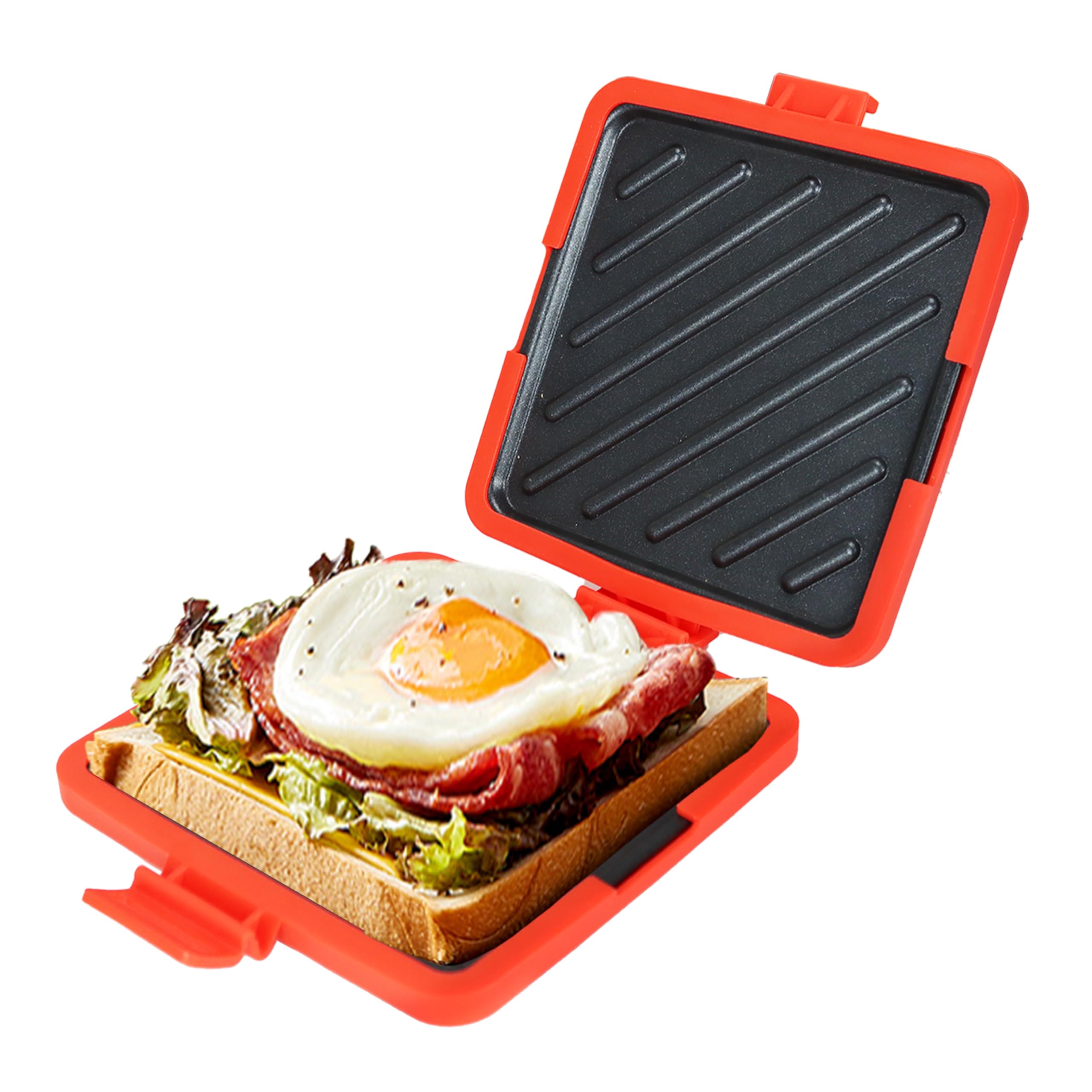 Microwave Toastie Sandwich Maker - Quick & Easy Grilled Cheese & Breakfast Toaster - Compact & Portable for Dorms, Office & Small Kitchens - Dishwasher Safe & Space-Saving Design (Red)
