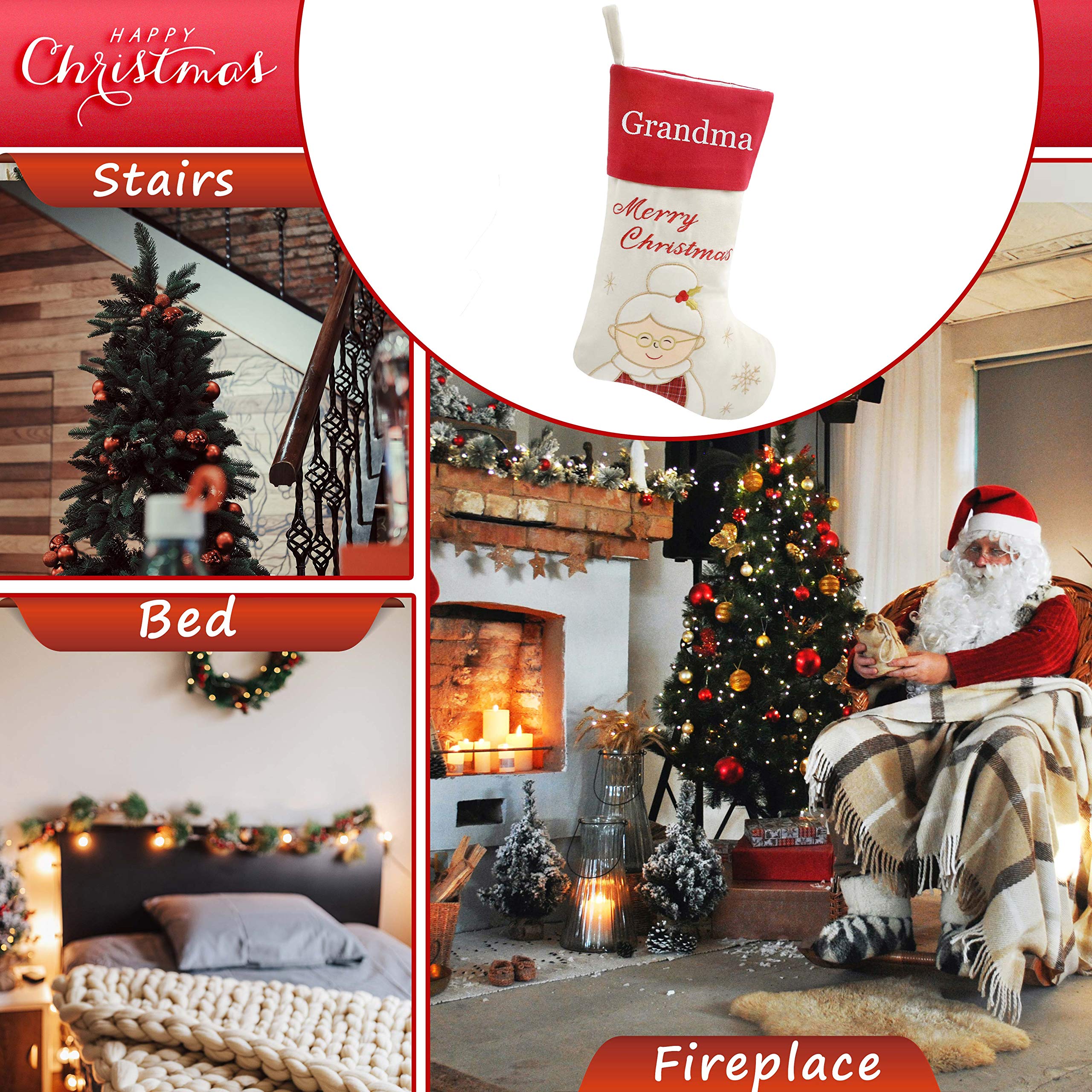 Personalized Christmas Stockings 18 Inch - Custom Embroidered Fireplace Hanging Stockings for Family Holiday Decorations - Perfect Christmas Gift for Home Decor (Style 29) - Ideal for Fireplace Mantel, Christmas Tree Decor & Festive Home Styling