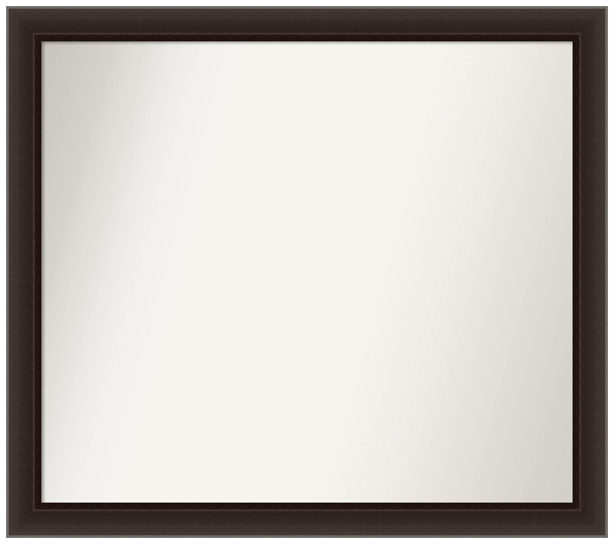 Amanti Art Non-Beveled Custom Wall Mirror 30.5x34.5 Inches - Romano Espresso Narrow Frame - Bathroom Vanity Mirror - Custom Sizes Available - Elegant Brown Wooden Frame for Living Room, Bedroom & Bathroom Decor