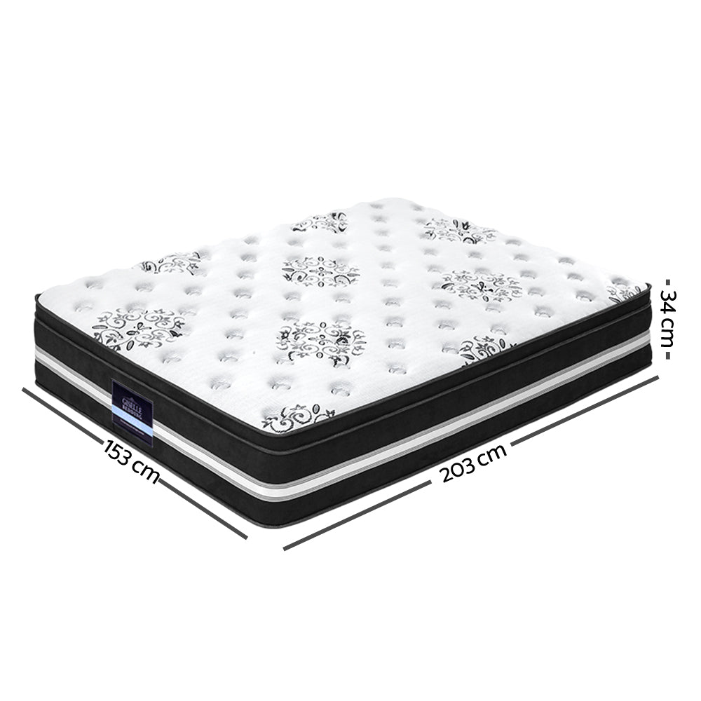 Donegal Euro Top Cool Gel Pocket Spring Mattress - 34cm Thick Queen Size for Ultimate Comfort | Perfect for Hot Sleepers & Back Pain Relief | Bedroom, Guest Room & Apartment Use