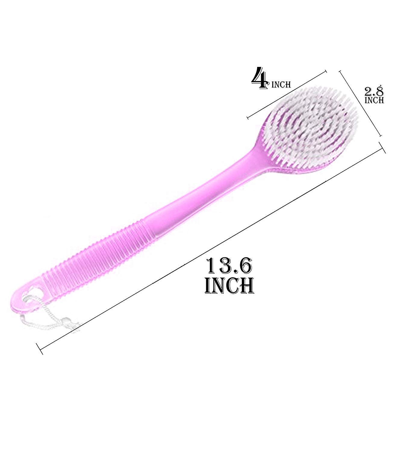 Soft Bristle Full Back Body Scrubber Brush for Exfoliation & Deep Cleansing - Pink Bath Brush for Shower, Spa & Dry Brushing Skin Care Routine