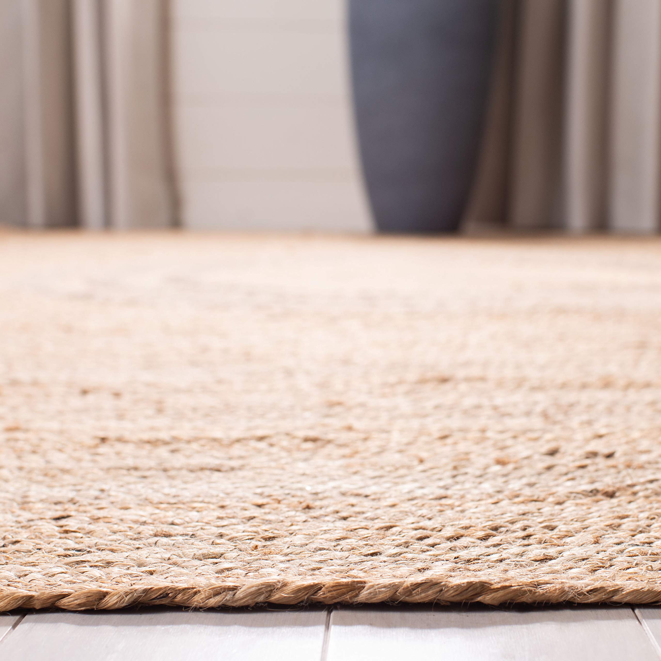 SAFAVIEH Natural Fiber Collection 6' Square Beige NF372B Handmade Boho Farmhouse Jute Area Rug - Perfect for Living Room, Bedroom & Boho Decor
