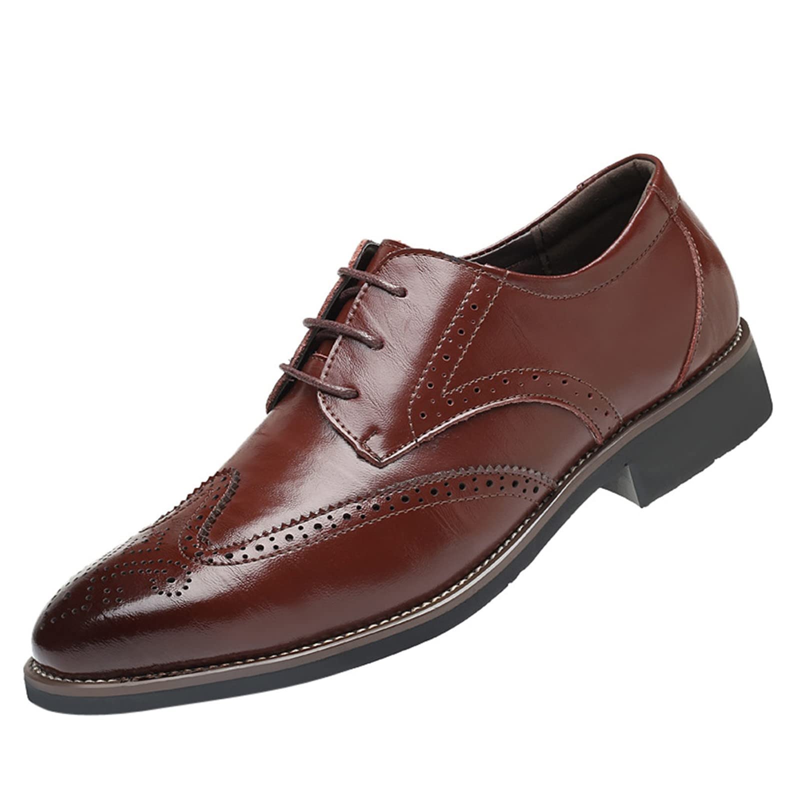Premium Italian Men's Business Oxford Shoes - Classic Formal Leather Dress Shoes with Breathable Punch Design & Pointed Toe - Perfect for Office, Weddings & Professional Events