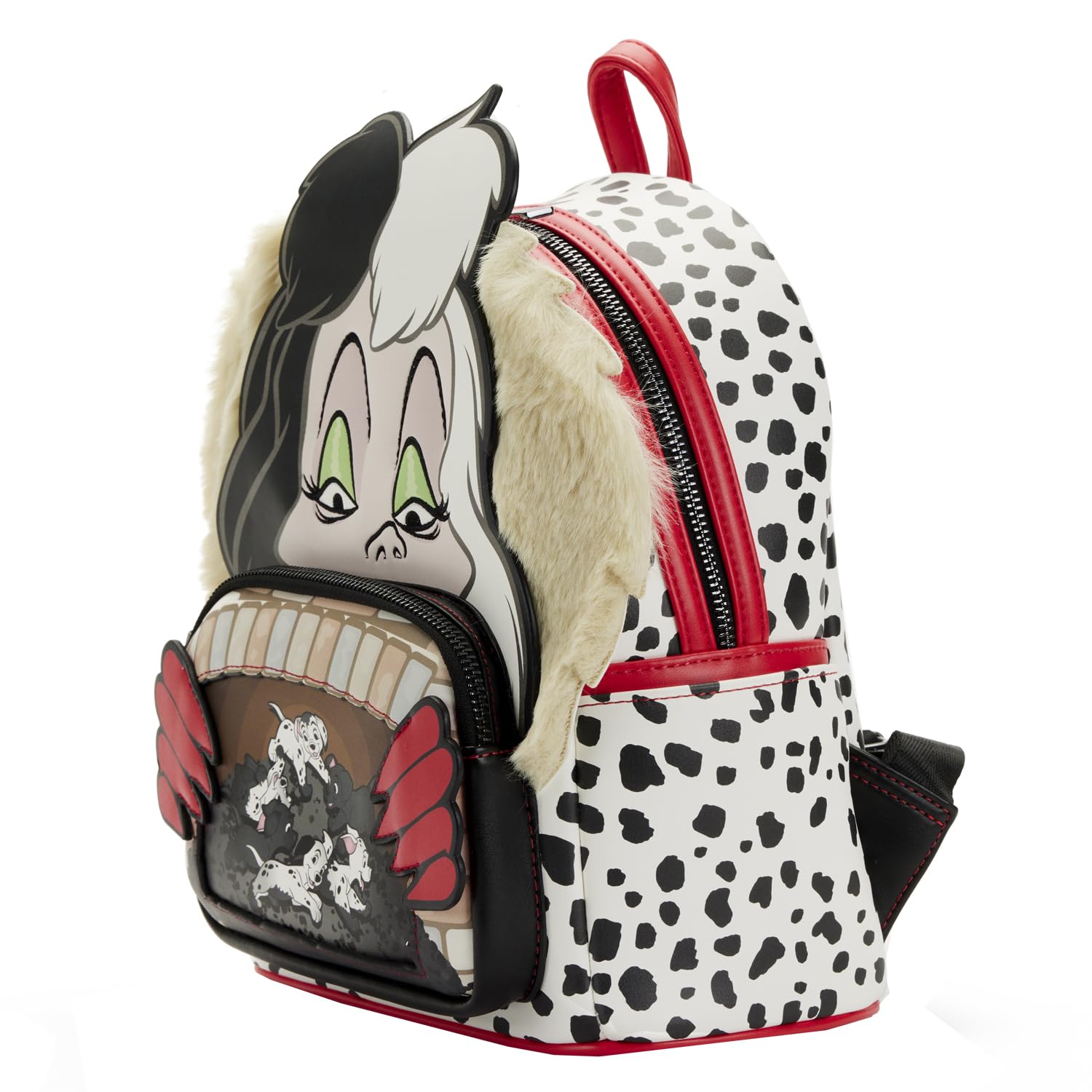 Loungefly Disney 101 Dalmatians Villains Scene Cruella Mini Backpack - Cute Small Shoulder Bag for Women, Girls | Perfect for Disney Fans, Cosplay, Theme Parks & Daily Use