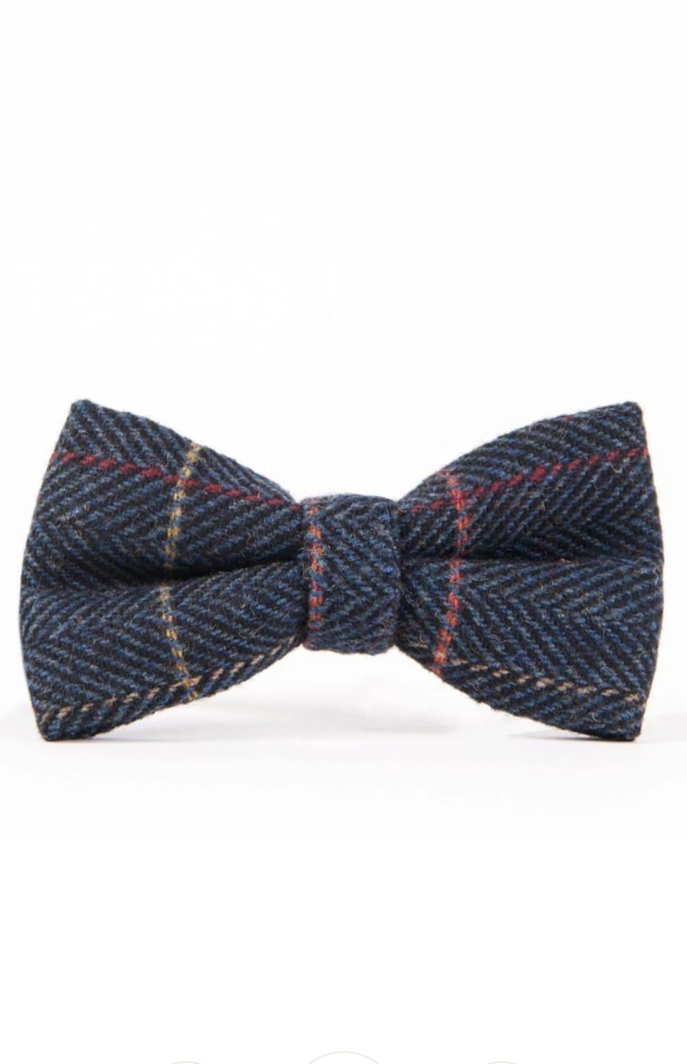 Marc Darcy Eton Navy Blue Check Tweed Bow Tie - Classic Preppy Style for Weddings, Prom & Formal Events