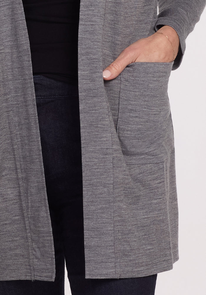 Stylish Paisley Cardigan in Graphite Heather - Perfect for Casual Outfits & Cozy Layering