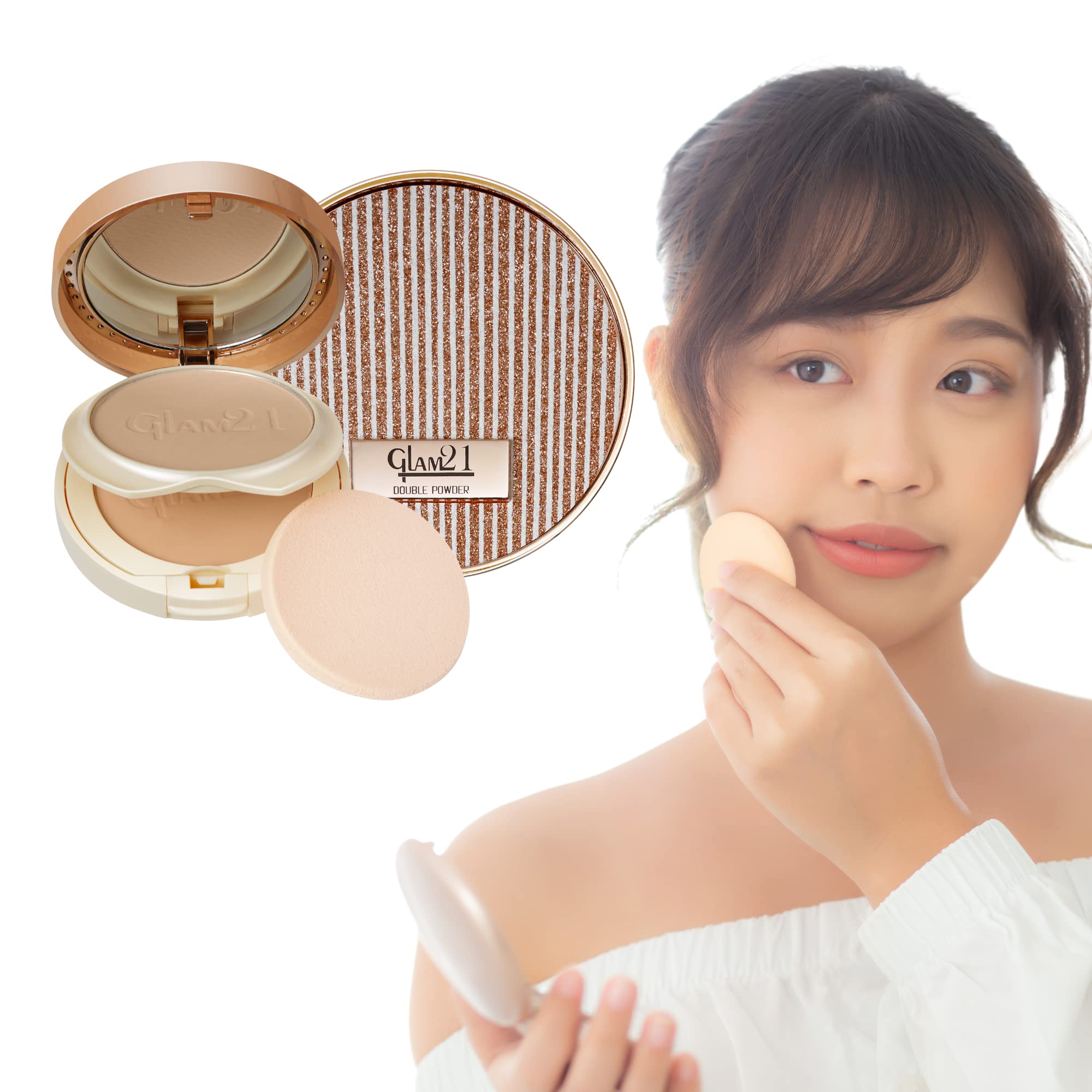 Glam21 Clear & Bright Silk 2-in-1 Compact Powder - Oil Free & Sweat Resistant Makeup for All Skin Types | Shell-03 | Perfect for Daily Wear & Touch-Ups On-The-Go