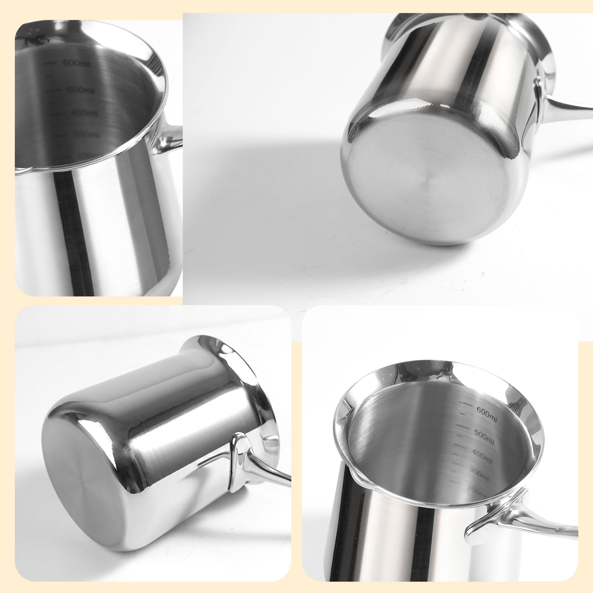 IMEEA Turkish Coffee Pot - 20oz Stainless Steel Cezve Ibrik for Authentic Brewing | SUS304 Turkish, Greek, Arabic Coffee Maker | Perfect for Home, Office & Gifts
