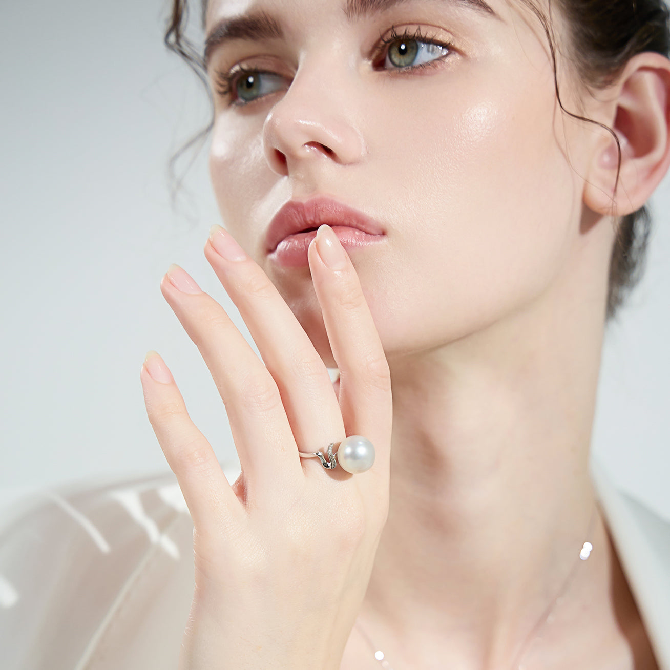 18K Gold Diamond & Australian White South Sea Pearl Ring KR00078 - Elegant Bridal Jewelry, Anniversary Gift for Her, Luxury Engagement Ring