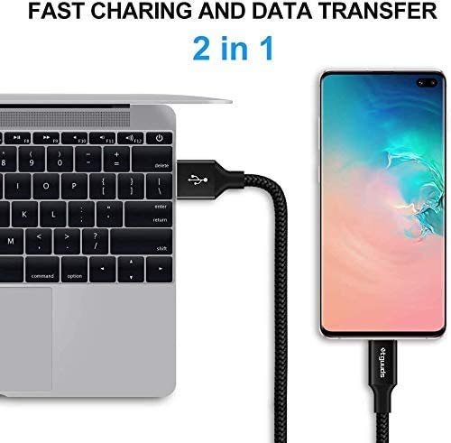 etguuds 16ft/5m Extra Long USB C to USB A 2.0 Fast Charging Cable - Braided Nylon Cord for iPhone 16/15 Pro Max/Plus, Samsung Galaxy Note, LG, Moto, Pixel, Nintendo Switch - Black | Perfect for Home, Office & Travel Charging