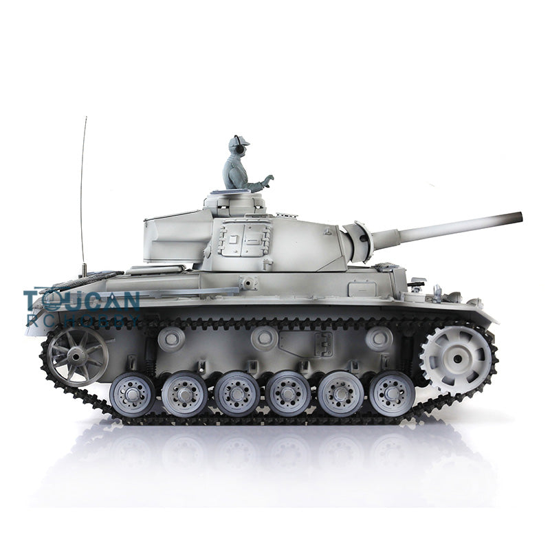 Henglong 1/16 Scale 7.0 Customized Panzer III L RTR RC Tank Model 3848 with 360° Rotating Turret, Metal Tracks, Idler Sprocket & Road Wheels - Perfect for Military Enthusiasts, Collectors and RC Tank Battles