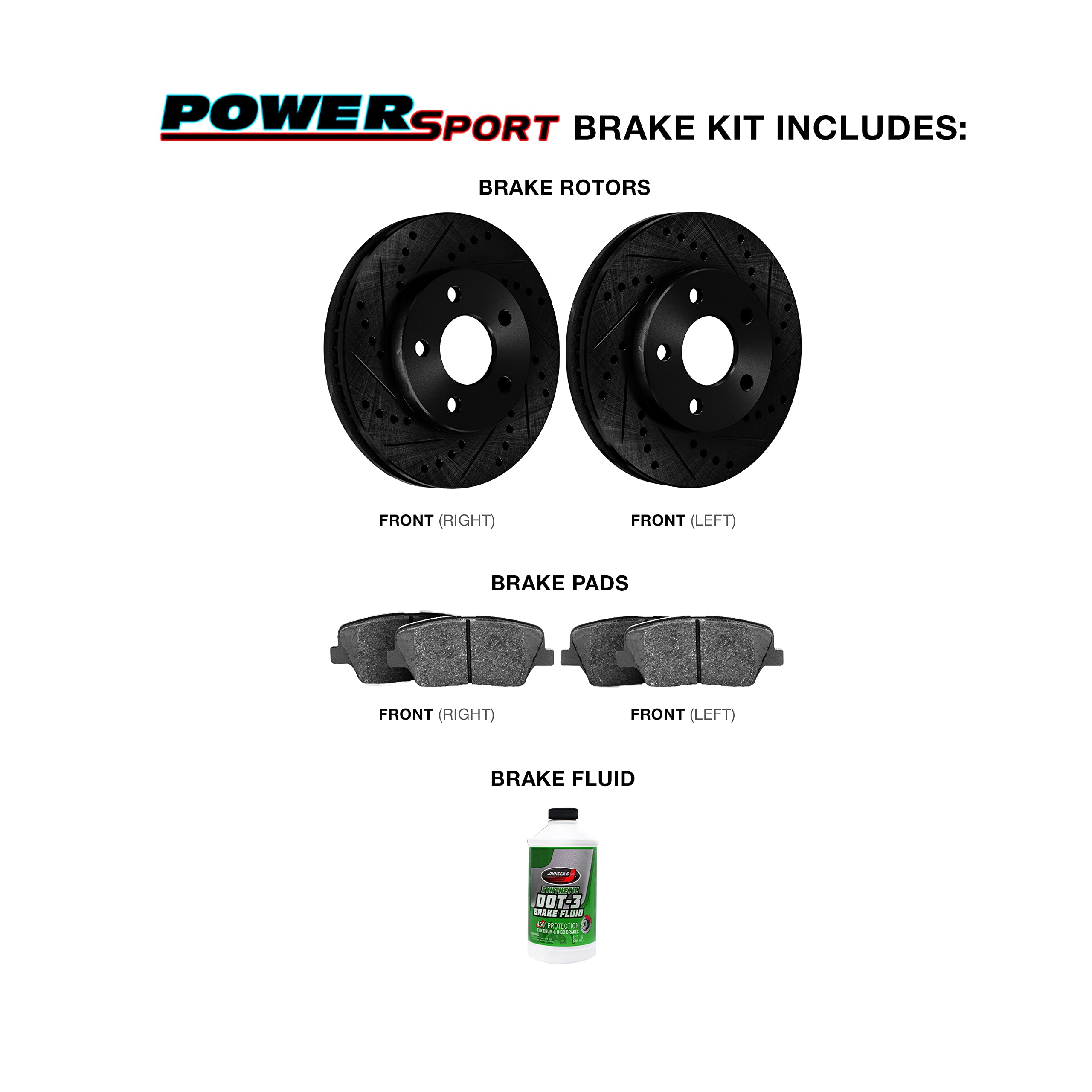 High-Performance Power Sport Front Brake Kit - Ceramic Brake Pads & Rotors Set (BBC1.67007.02) for Motorcycles, ATVs & UTVs - Smooth Stopping & Heat Resistance