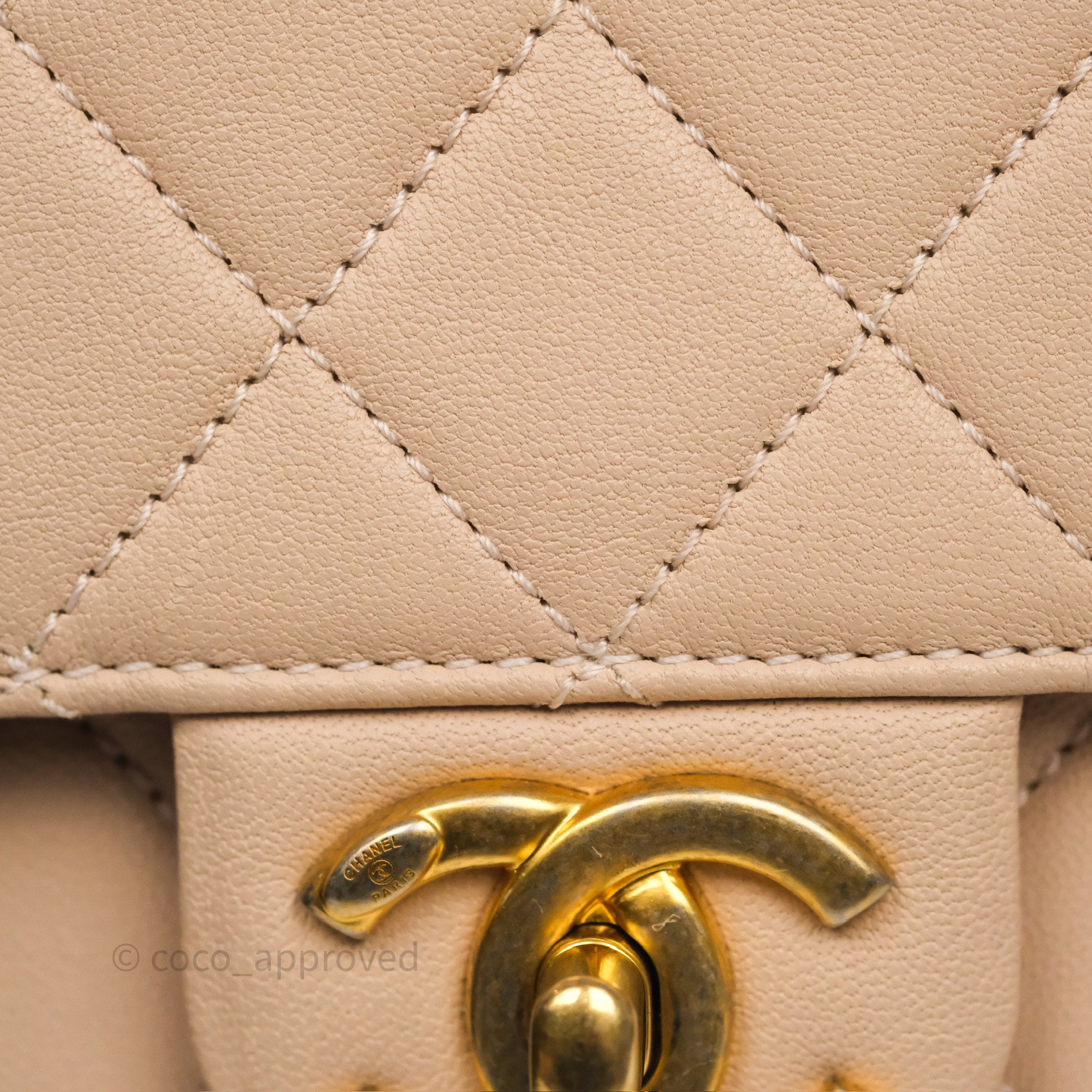 Chanel Classic Flap Bag Quilted Beige Pink Goatskin Leather with Pearl & Aged Gold Hardware - Luxury Crossbody Purse for Women, Perfect for Date Night & Special Occasions