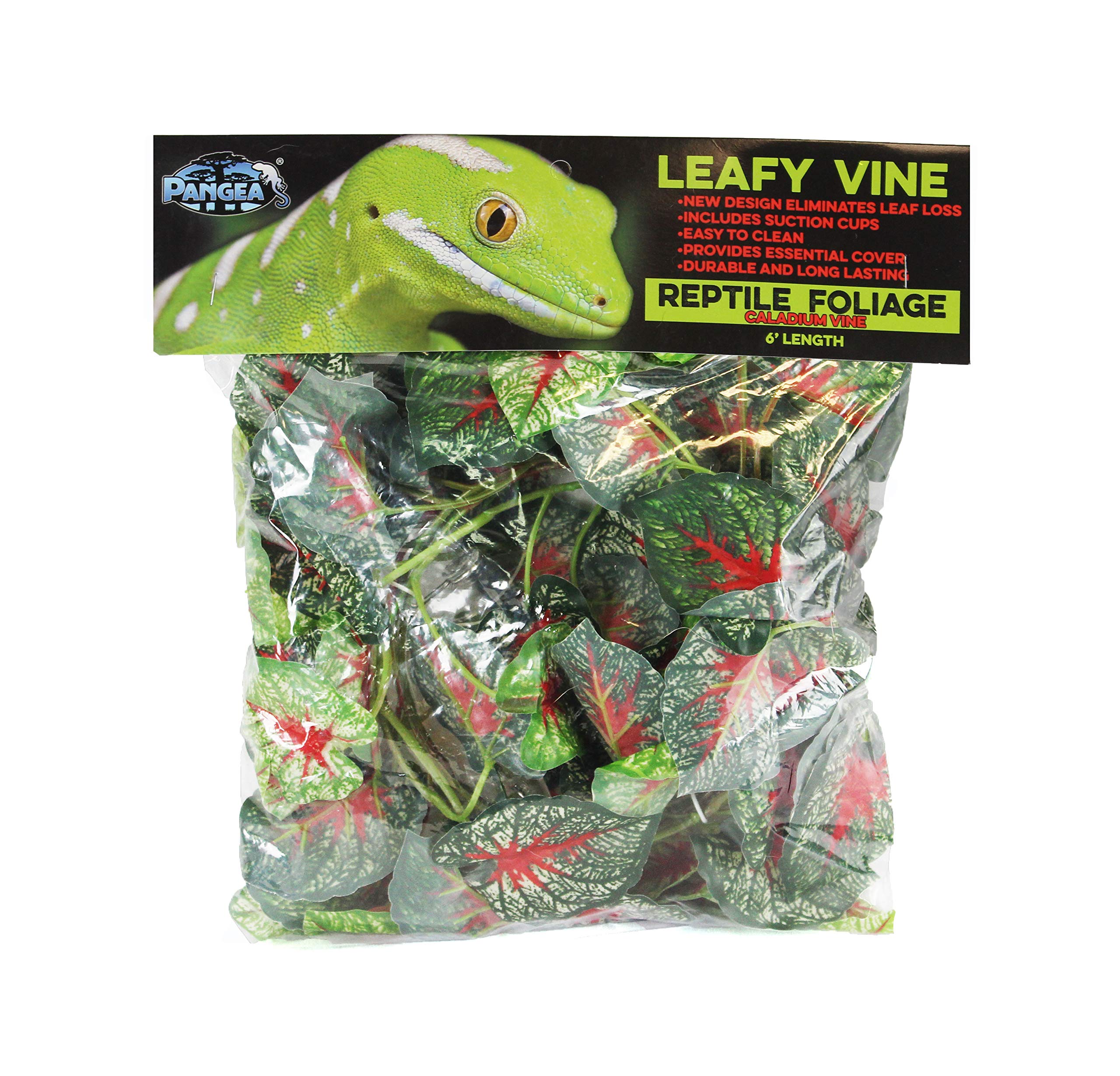 Pangea Leafy Vine for Reptile Terrarium Habitat - Artificial Caladium Plants for Lizards, Snakes & Geckos - Perfect for Climbing, Hiding & Natural Decor in Vivariums