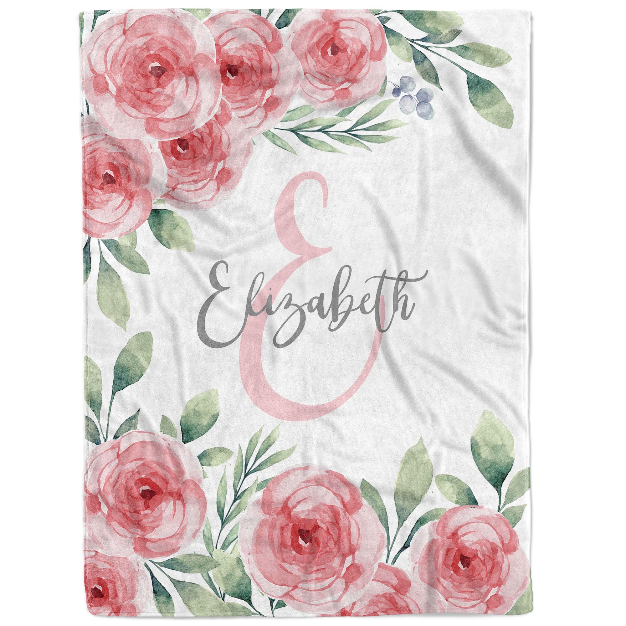 Custom Personalized Baby Blanket for Girls with Name - Floral Design (TM241) | Soft & Cozy Gift for Newborns, Christening, Birthday & Nursery Decor