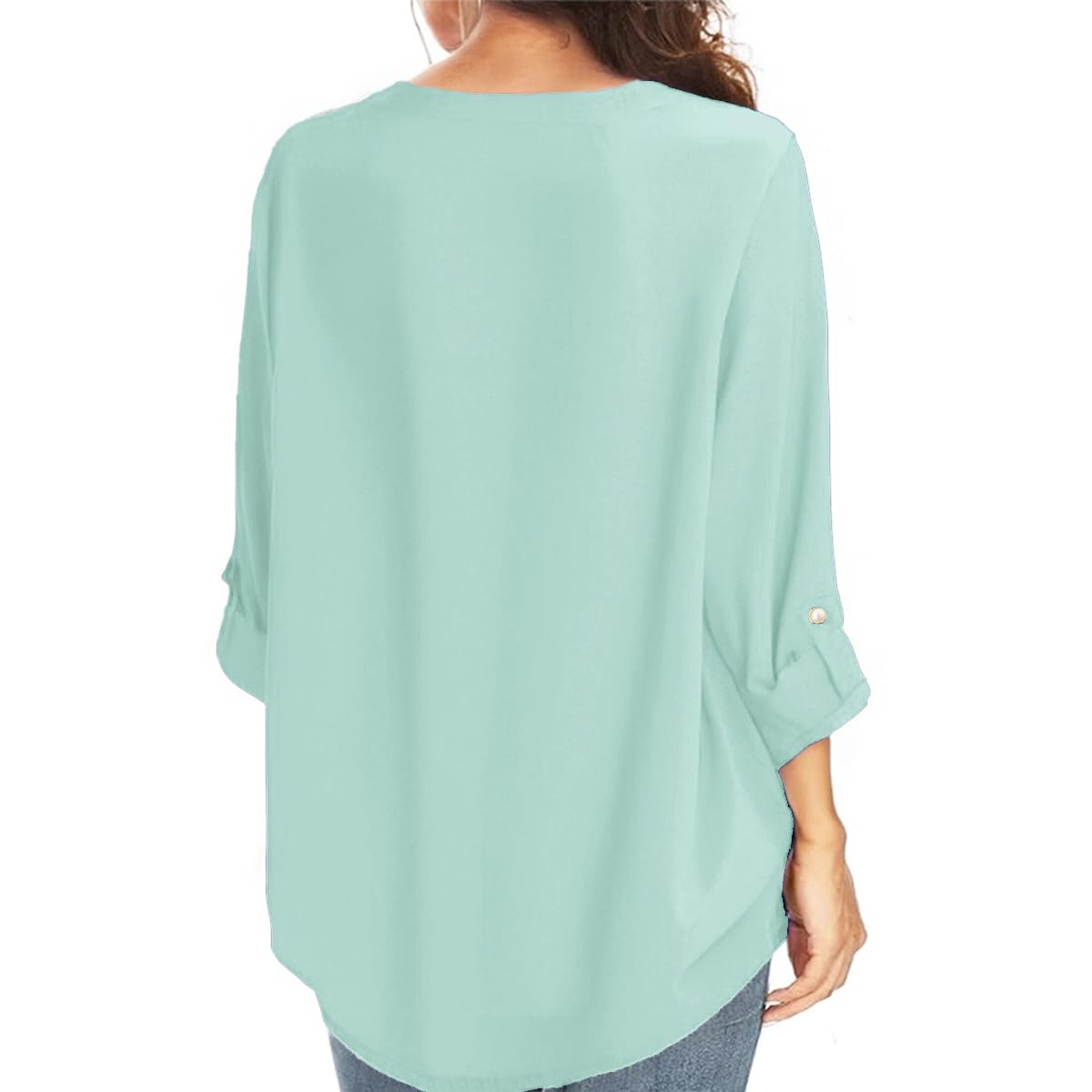 Elegant Women's V-Neck Long Sleeve Chiffon Blouse - Flowy Dressy Casual Top for Work, Office & Evening Out | Perfect for Business Attire, Date Night & Special Occasions