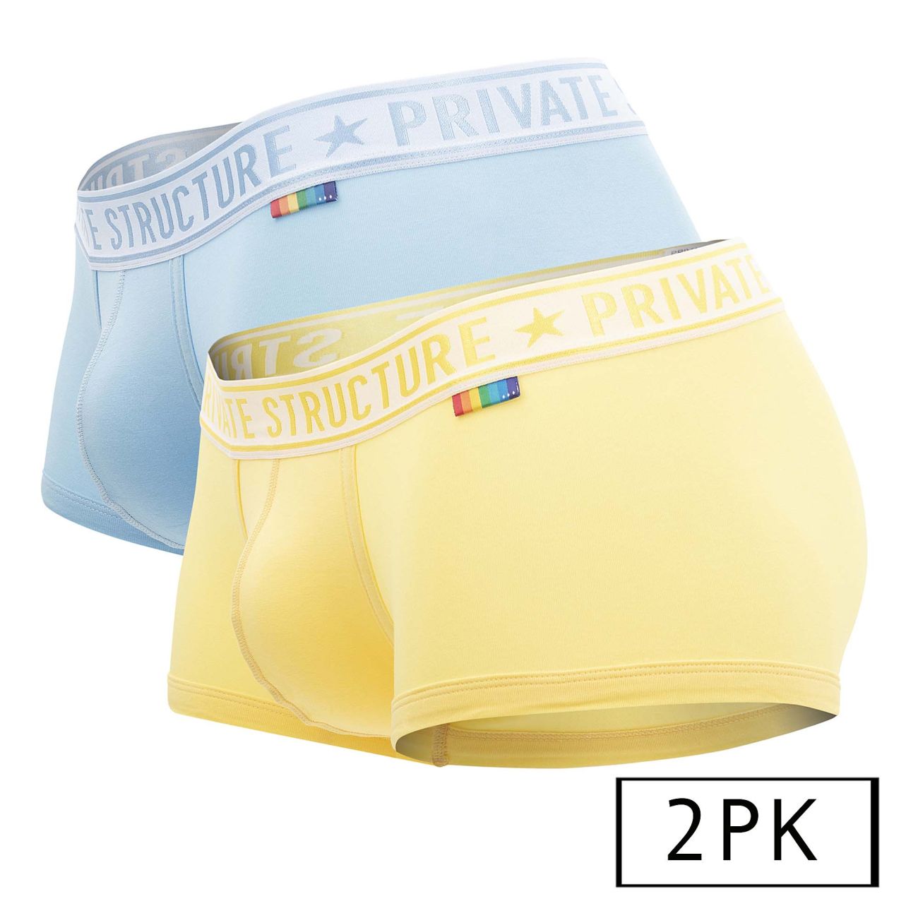 Premium Men's Mid Waist Trunks - 2 Pack Comfortable Underwear (Yellow & Blue) - Perfect for Gym, Travel & Everyday Wear