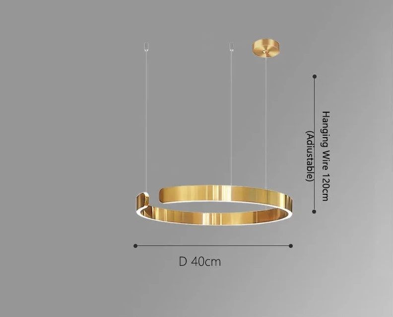 Elegant Minimalist Ring Chandelier Light Fixture - Aluminum Plated Modern Pendant Lighting for Dining Room, Bedroom & Living Room Decor