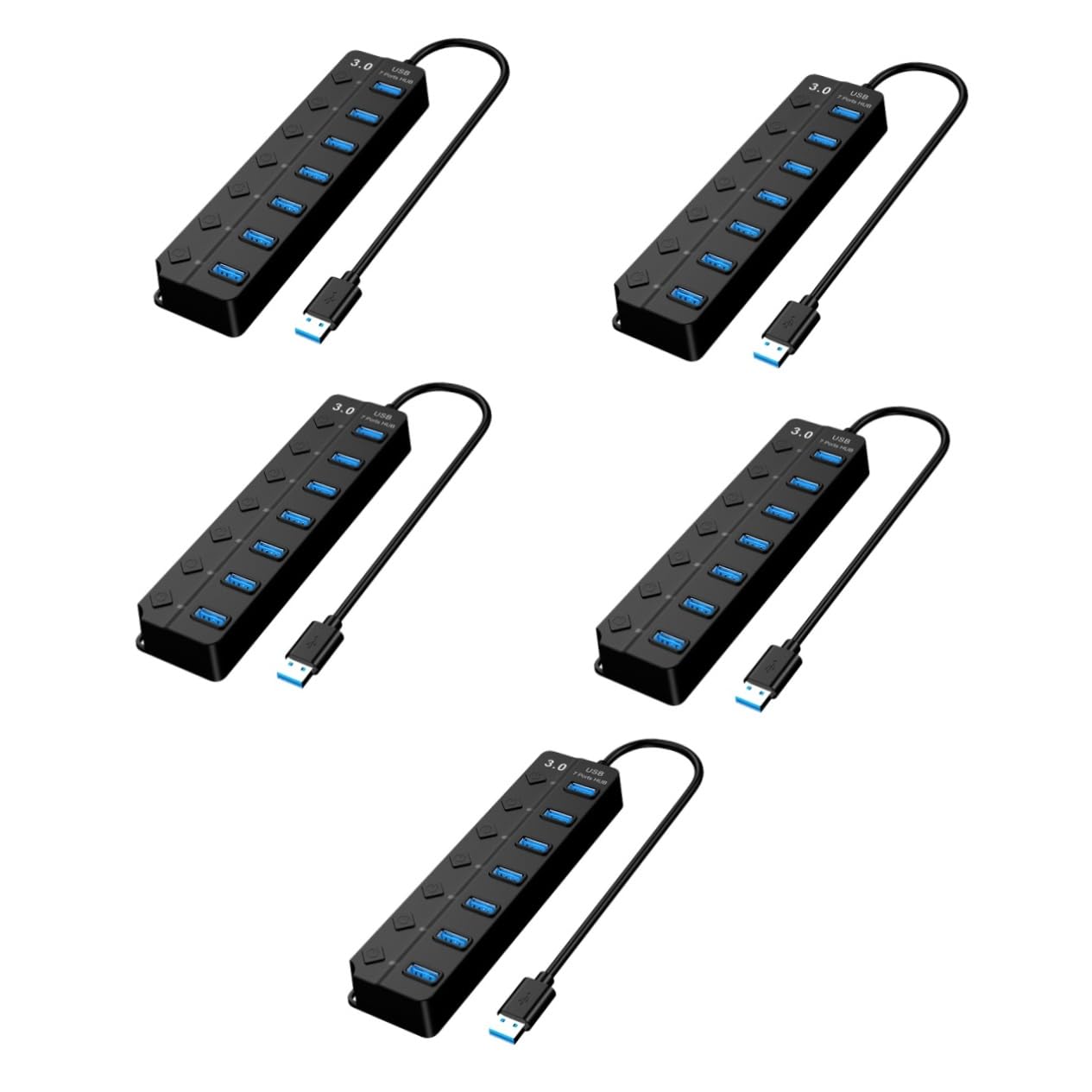 Homoyoyo 7-Port USB Hub with Extension Cable - High-Speed USB 3.0 Splitter for Laptop, PC, Mac, Gaming Console & Multiple Devices - Expand Connectivity for Computer Accessories, External Drives & More