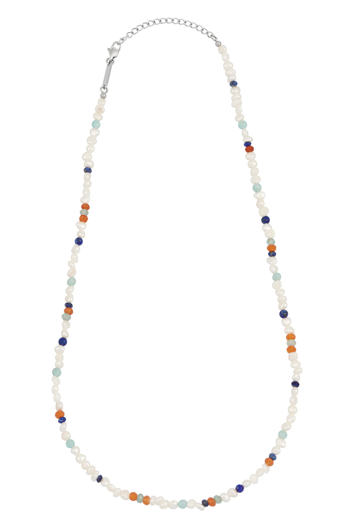 Men's Pearl and Mixed Gemstone Necklace - Elegant Jewelry for Gifts, Weddings & Special Occasions